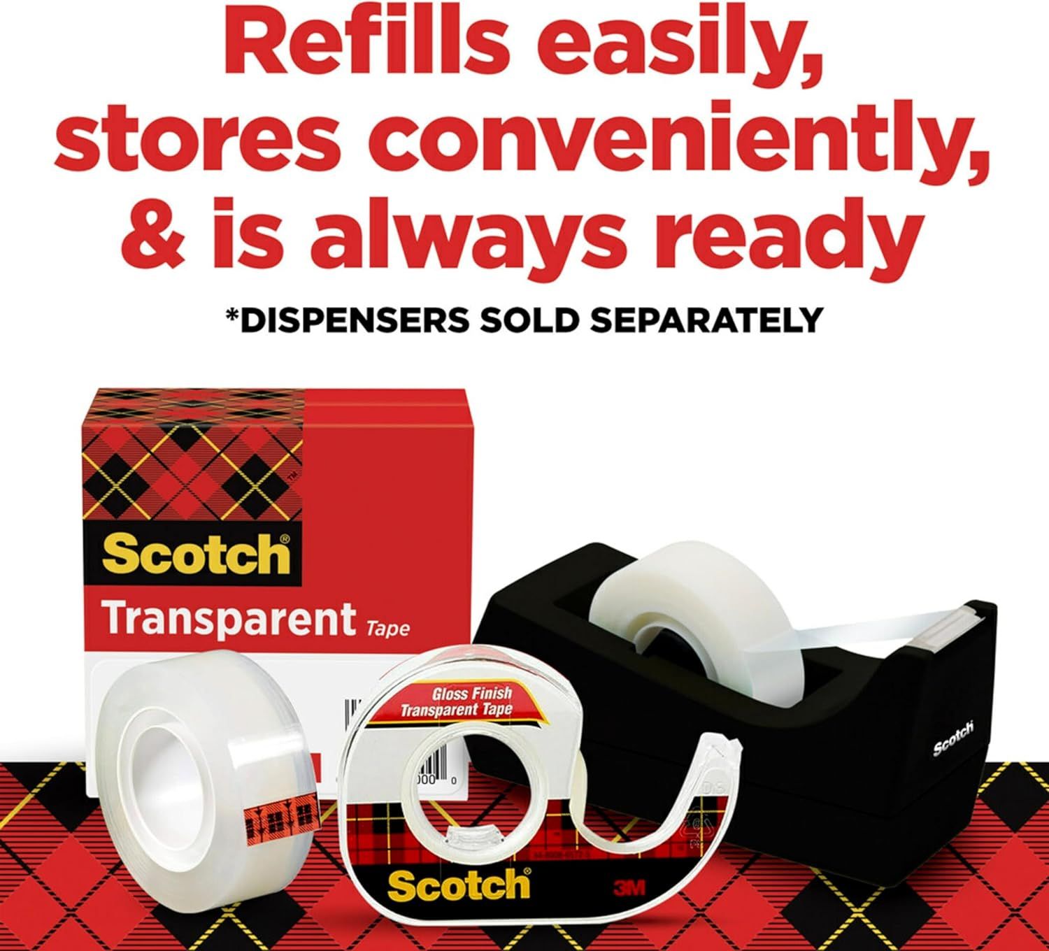 Communicates that the product refills easily, stores conveniently, and is always ready for use, emphasizing convenience and practicality for the shopper.