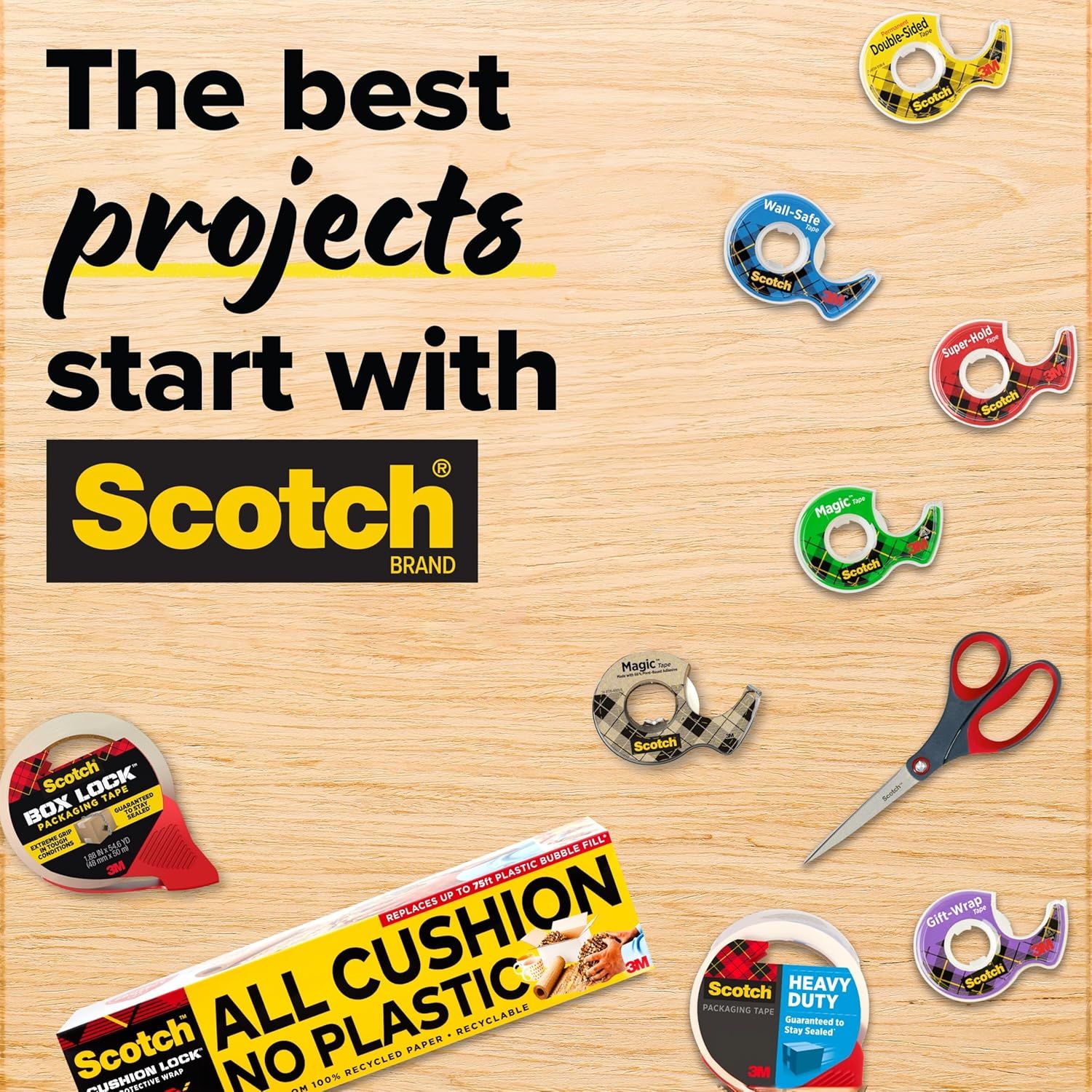 Showcases the Scotch brand's product lineup and reinforces brand identity by displaying multiple product options from the same brand family, encouraging shoppers to trust Scotch for all their…