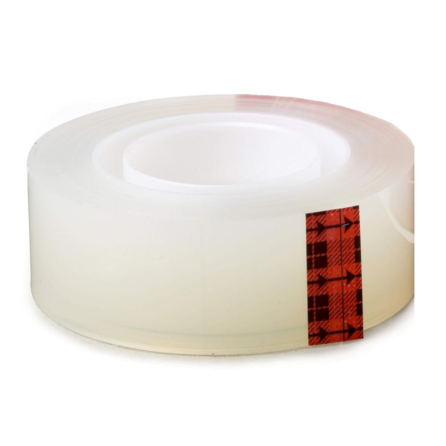Provides a clean, catalog-style view of the product roll showing its physical appearance and the red plaid pattern label without any distractions.