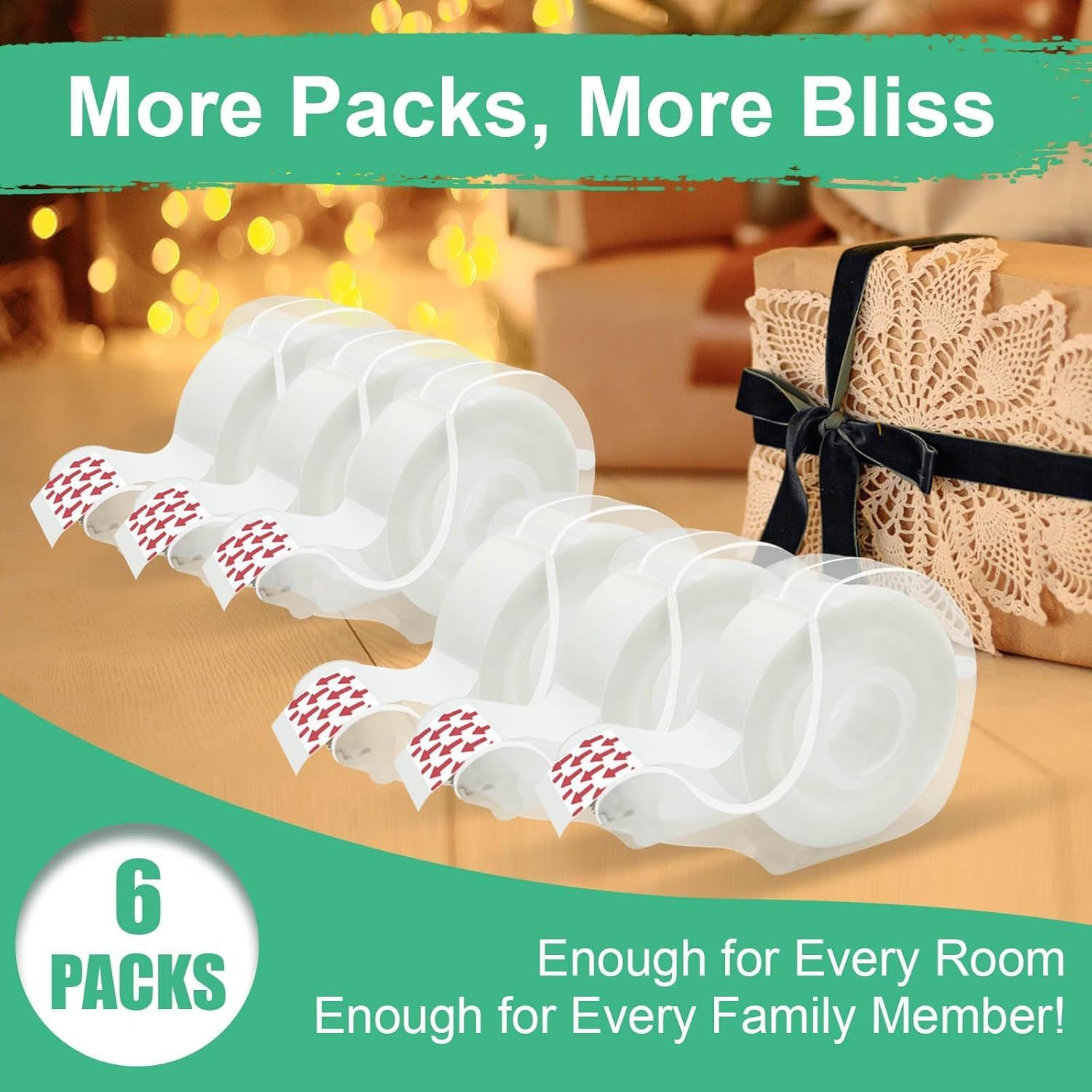 Communicates the bundle quantity (6 packs) to emphasize value and that there's enough product for multiple rooms or family members. Positions the product as a gift option with holiday-themed…