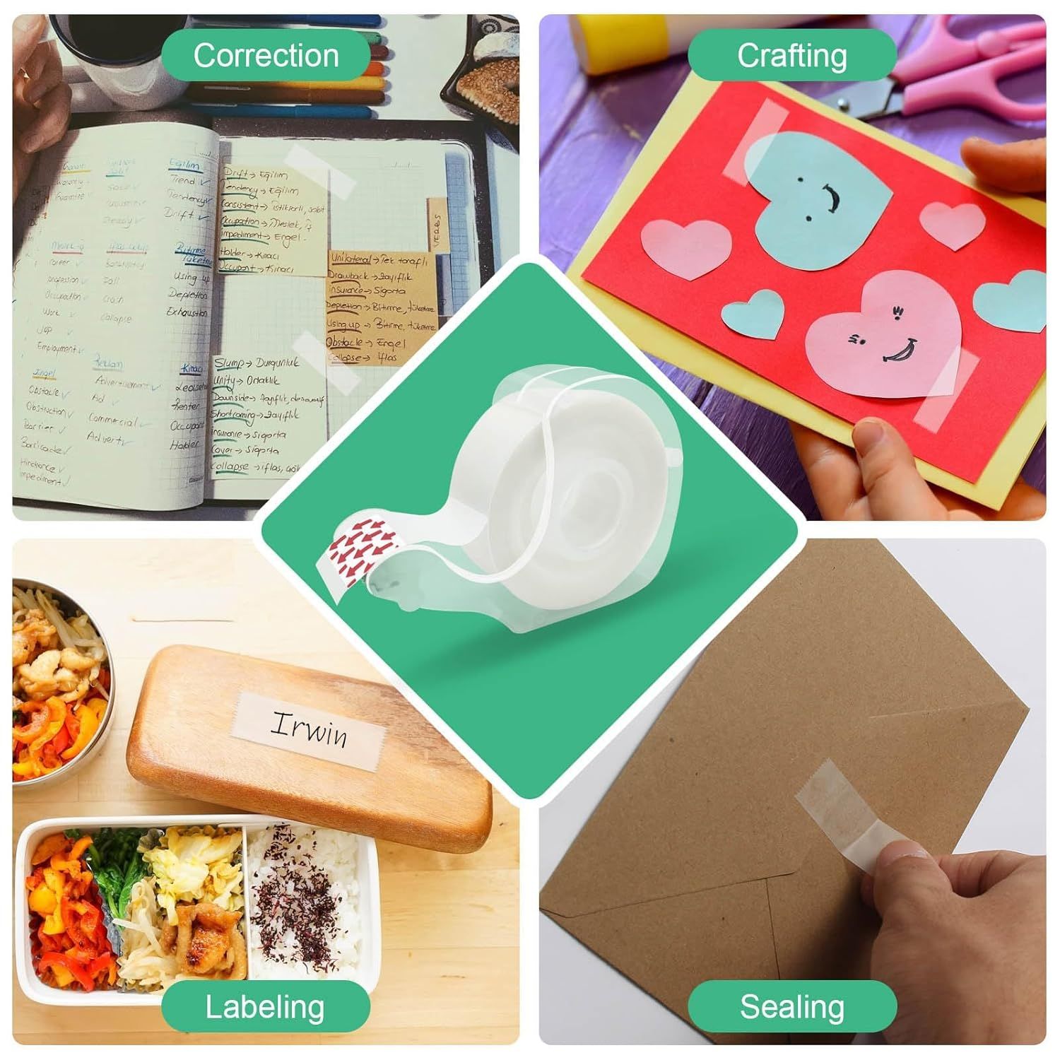 Demonstrates the product's versatility by showing four distinct real-world applications where the product can be used effectively.