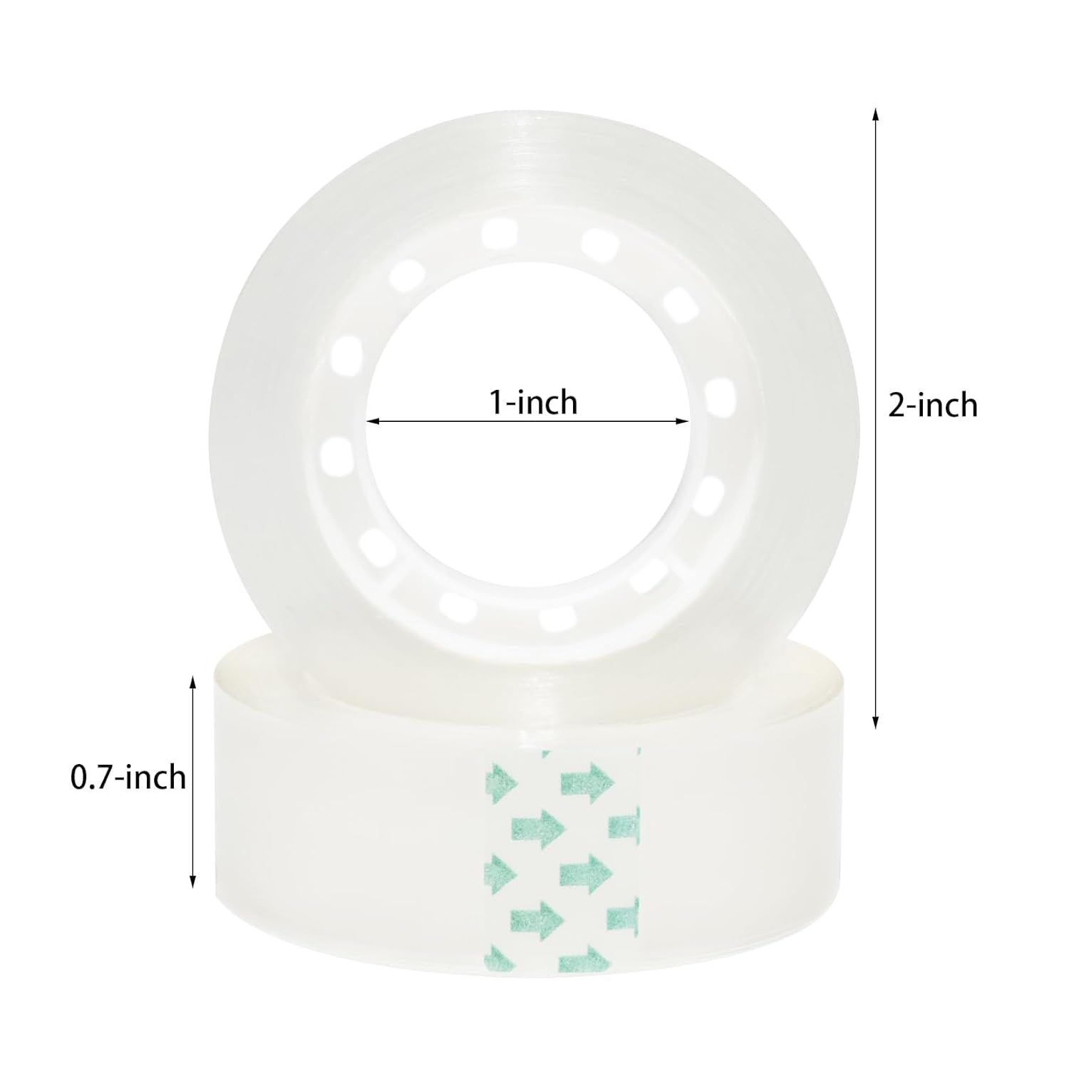 Communicates the exact physical measurements of the product (1-inch inner diameter, 2-inch outer diameter, 0.7-inch height) to help shoppers understand the size and fit for their needs.