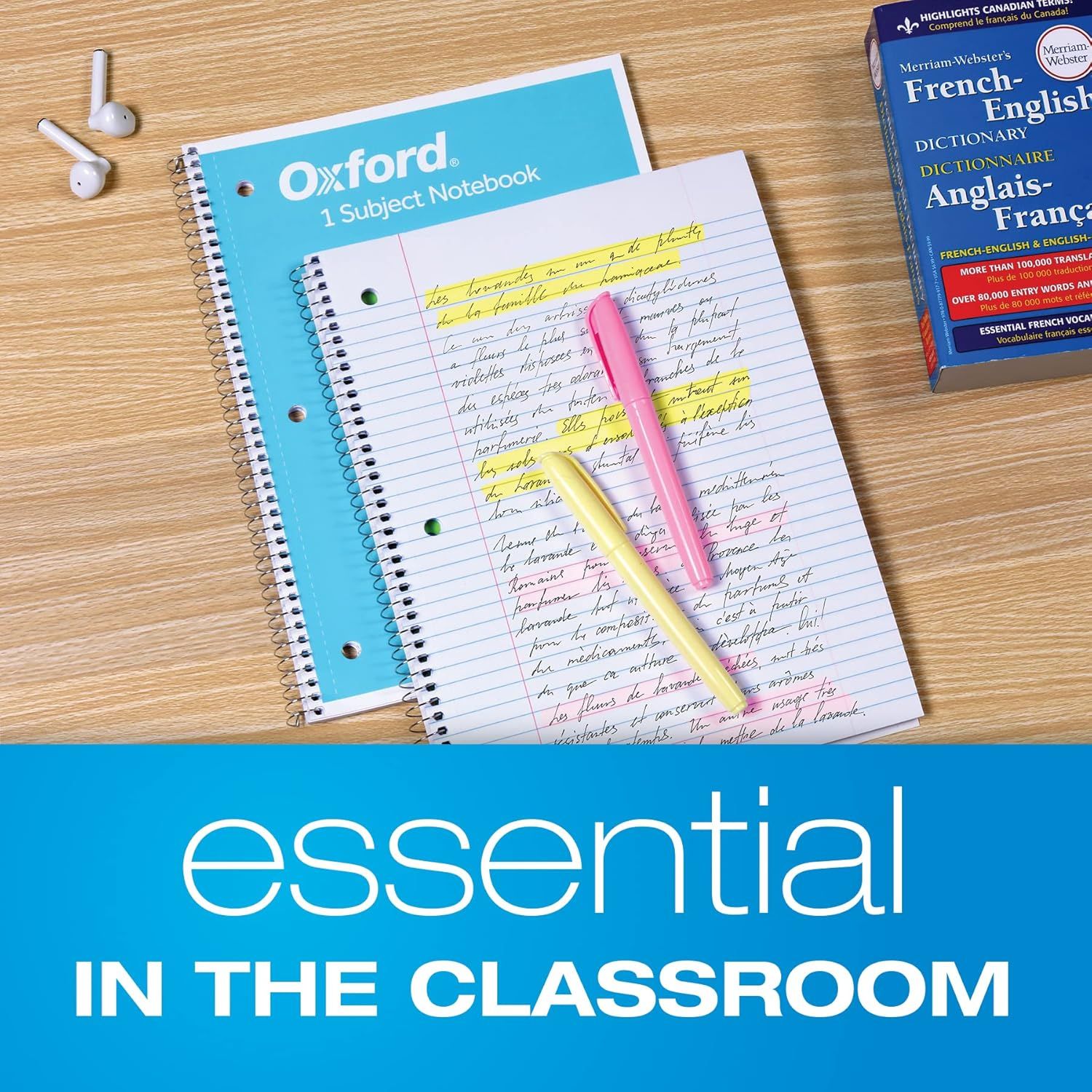 Demonstrates the product's use in an educational setting, showing it as essential for classroom and study activities.