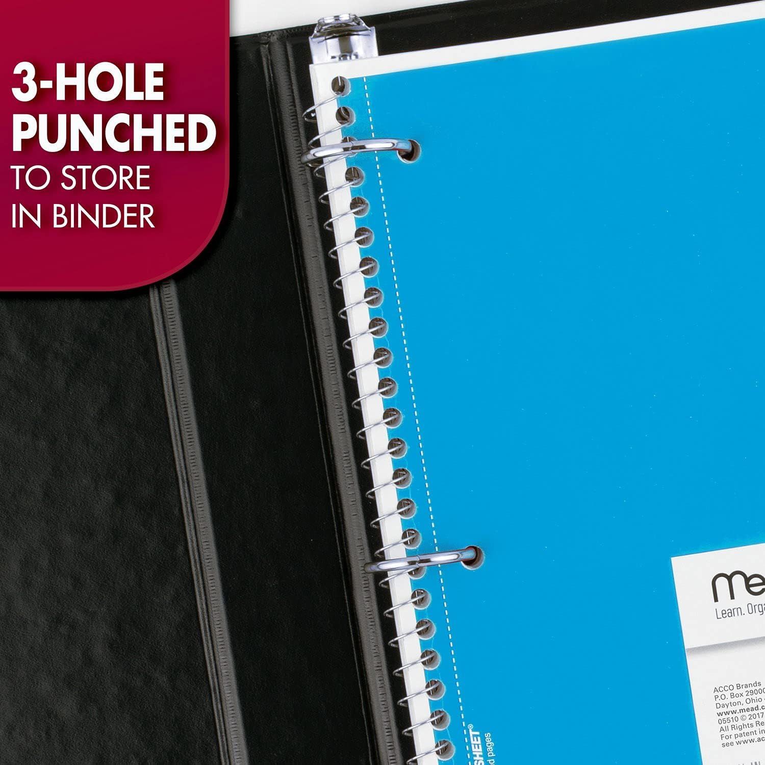 Communicates that the product is pre-punched with 3 holes for easy storage in a standard binder, emphasizing convenience and organization.