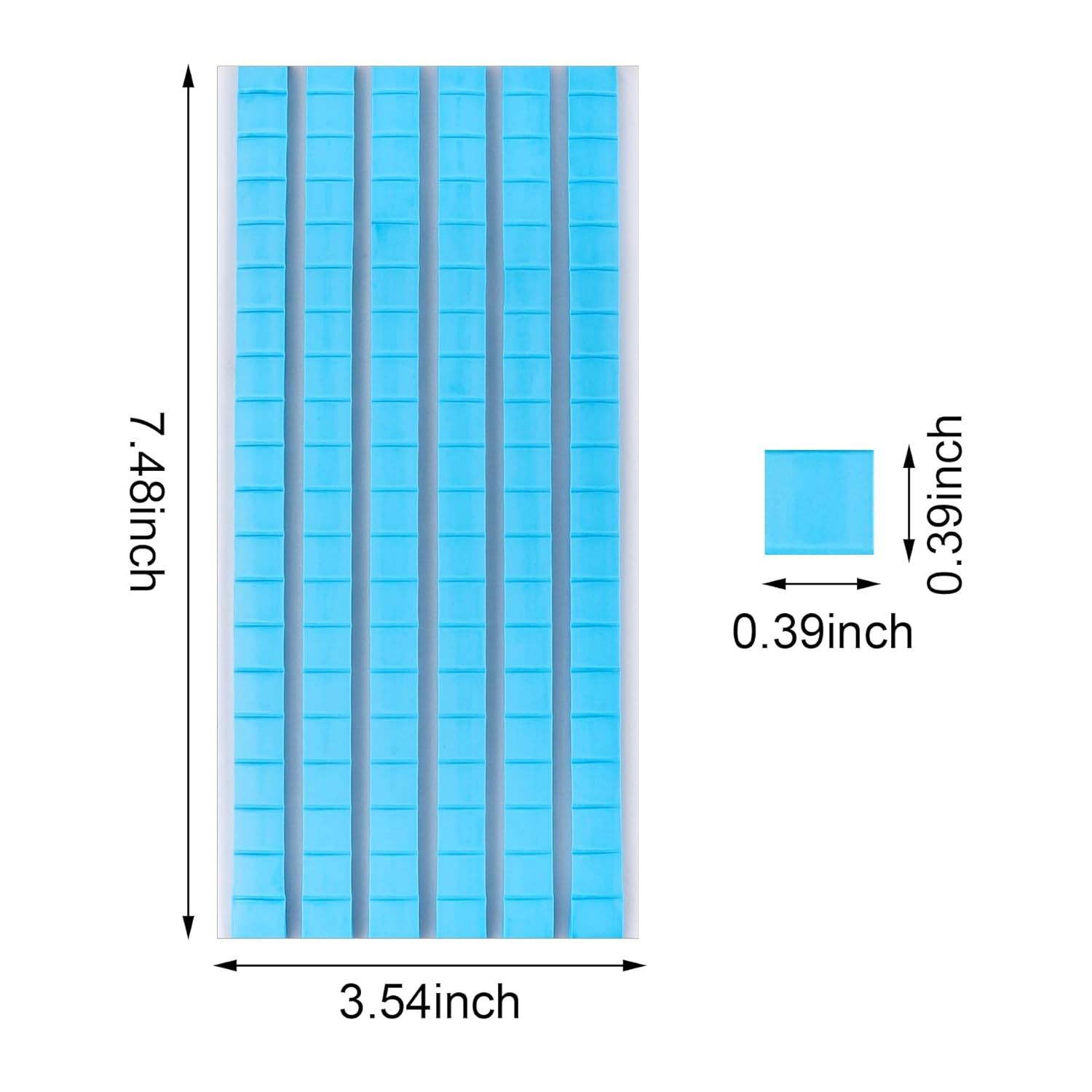 Communicates the exact physical dimensions of the product (7.48 x 3.54 inches overall, with individual pocket size 0.39 x 0.39 inch) to help shoppers understand the size and scale of the organizer.
