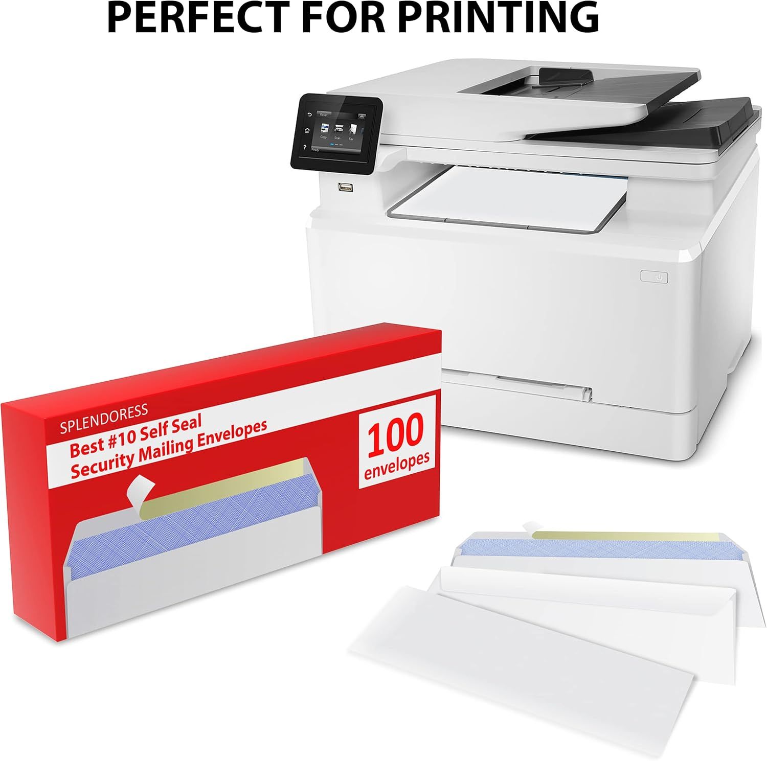 Demonstrates that the envelopes are compatible with and optimized for use with printers, reassuring shoppers that they can print directly on these envelopes.