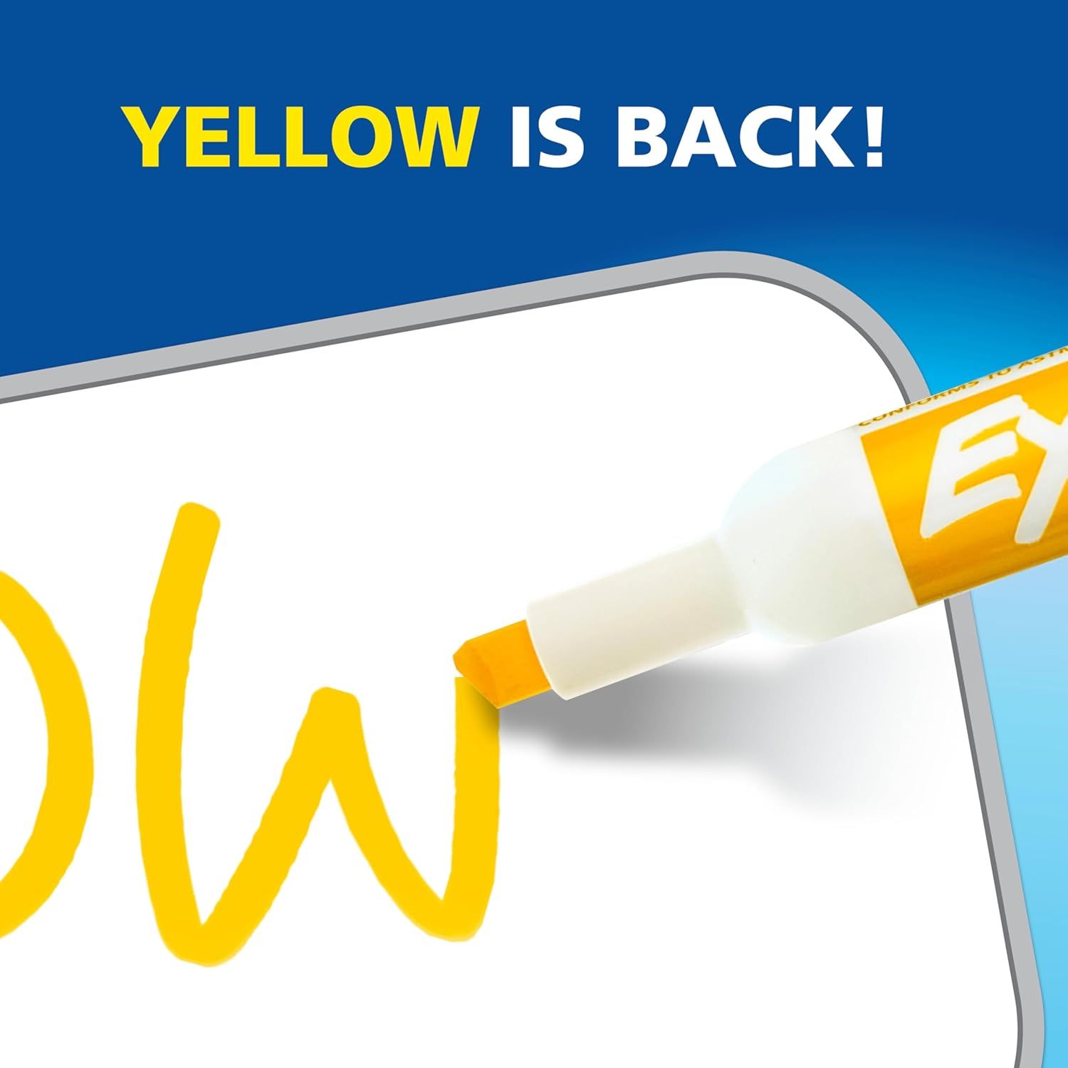 Announces the return of the yellow color variant to build excitement and inform shoppers that this option is now available again.