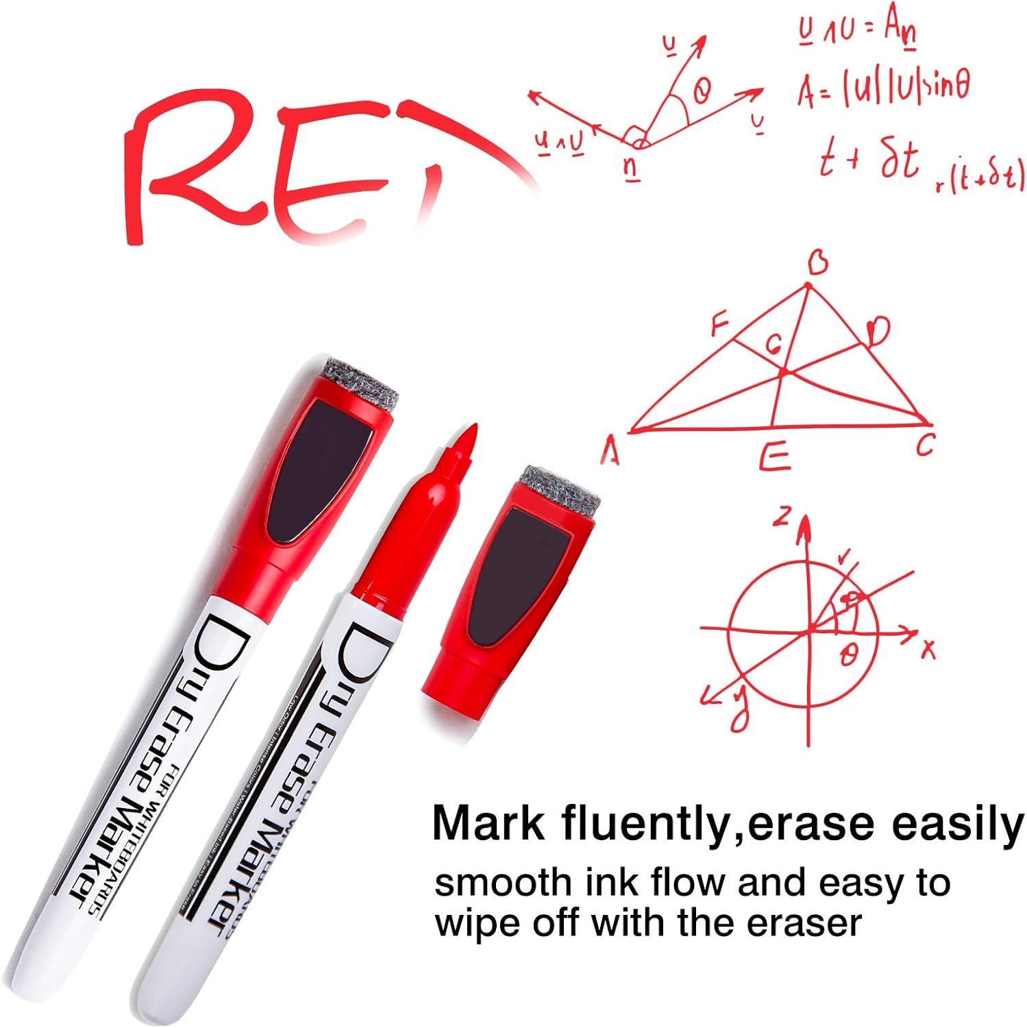Communicates that the markers write smoothly and can be easily erased, demonstrating their dual functionality for whiteboard or temporary marking applications.
