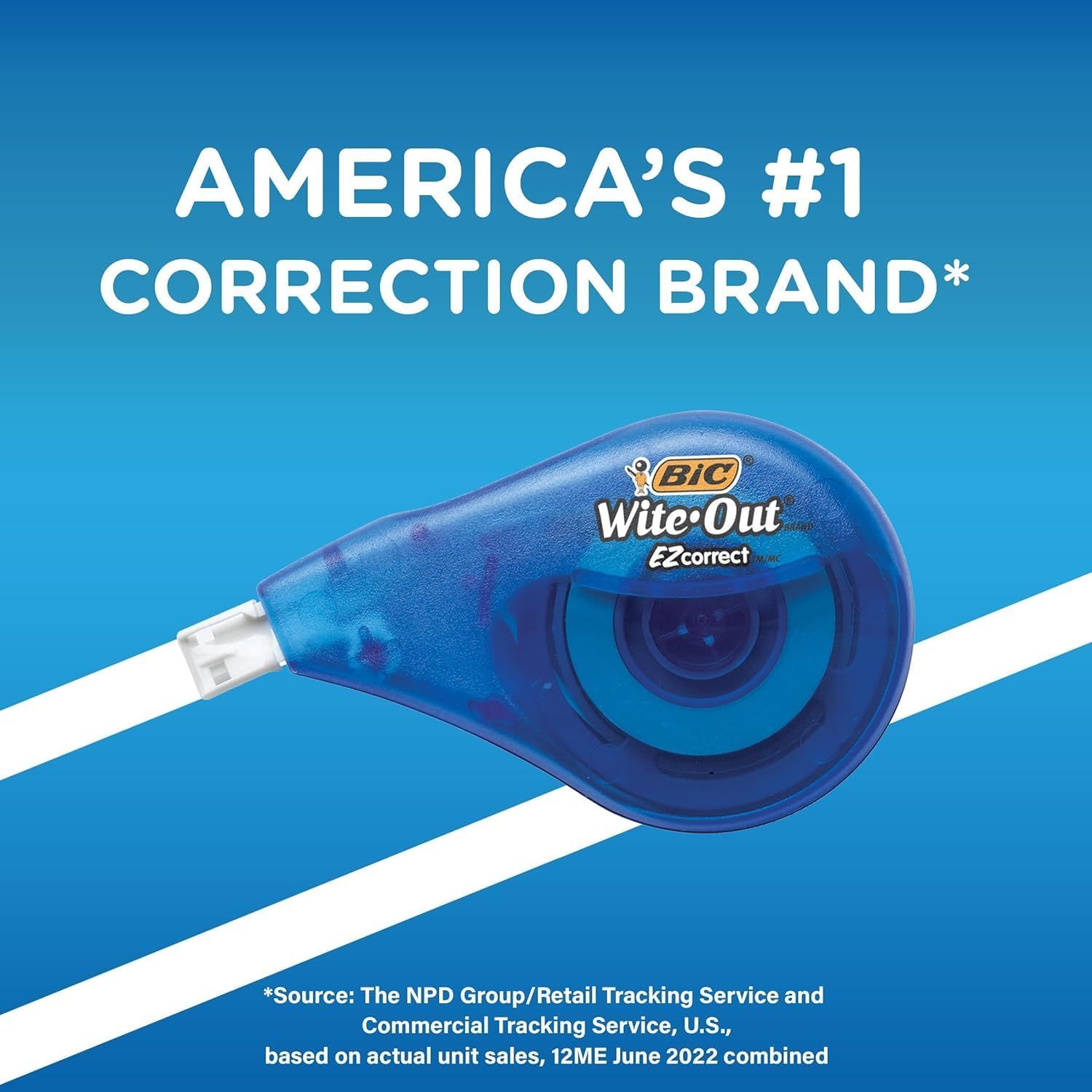 Communicates brand authority and market dominance by highlighting that BIC Wite-Out is America's #1 correction brand, building trust and credibility with shoppers.