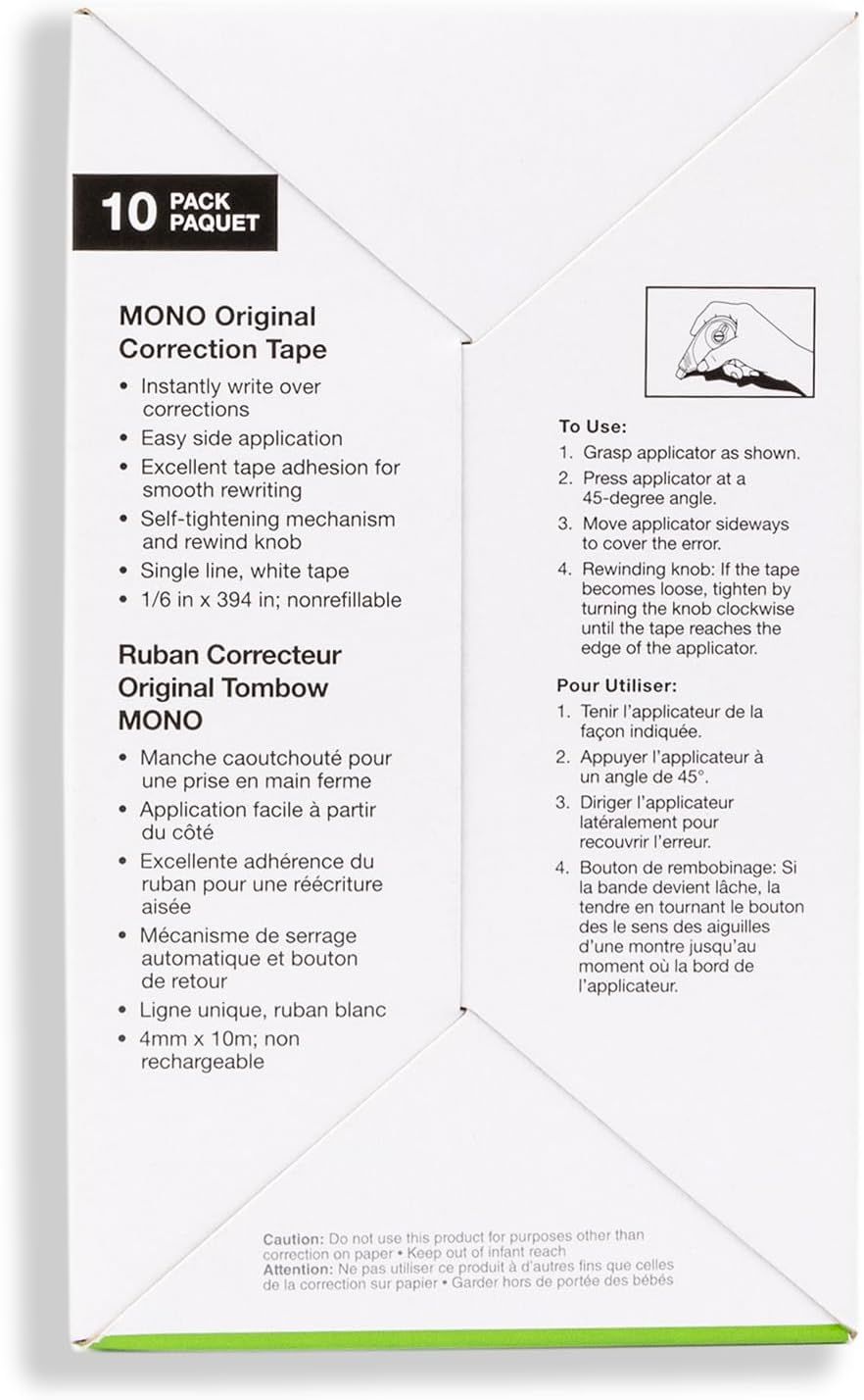 Provides step-by-step instructions on how to properly use the correction tape applicator, ensuring shoppers understand the correct technique for applying the product. Highlights multiple product…