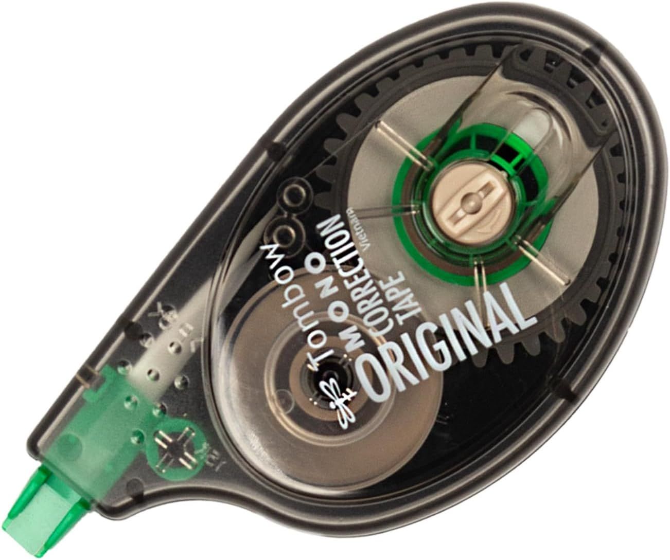 Provides a clean, catalog-style view of the correction tape product to show its physical appearance and branding without distractions.