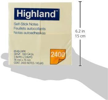 Communicates the physical height of the sticky note pad (6.2 inches / 15 cm) to help shoppers understand the product's size before purchase. Highlights the large quantity of 2400 notes included in…