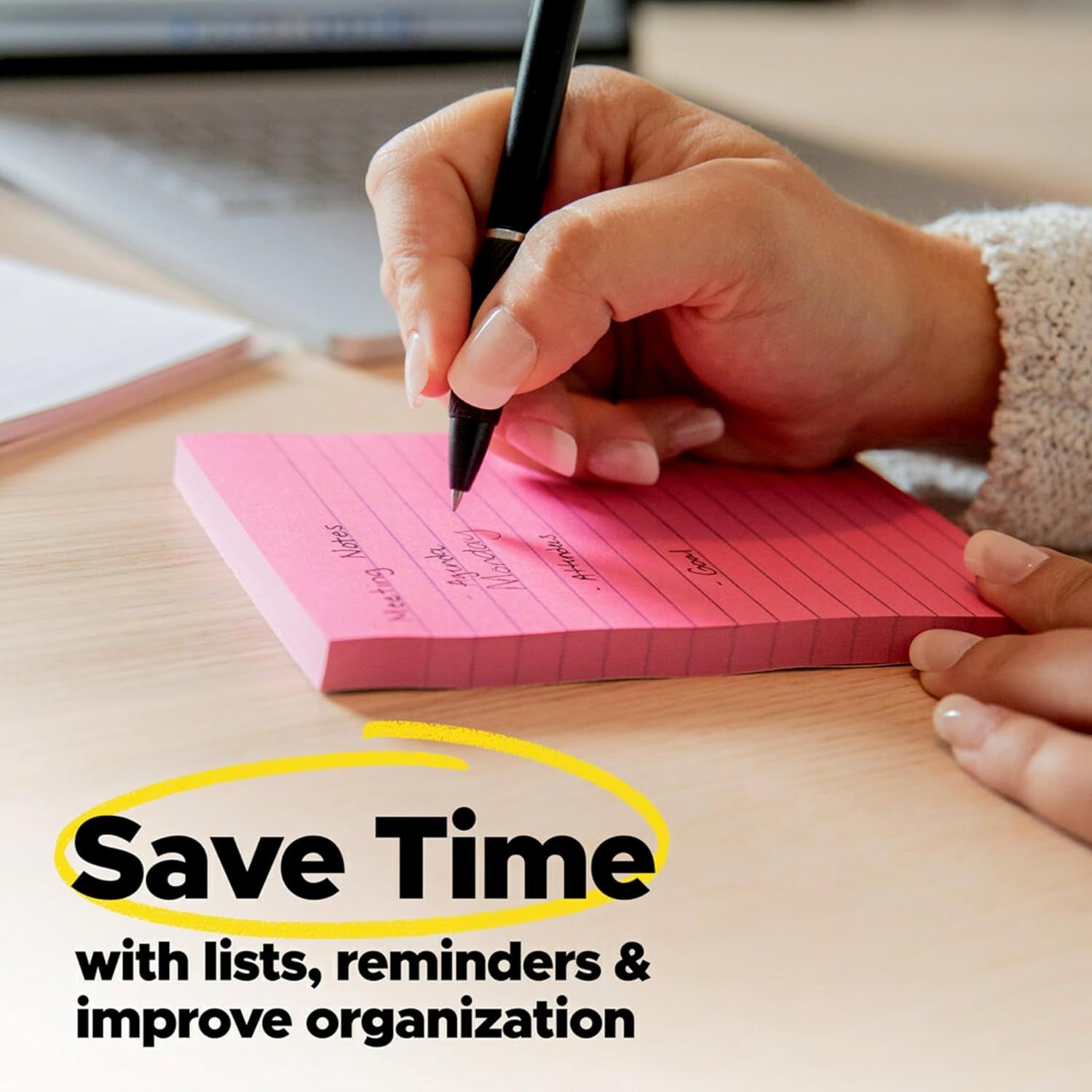 Communicates that the product helps users save time through better organization with lists and reminders, appealing to busy shoppers seeking efficiency.