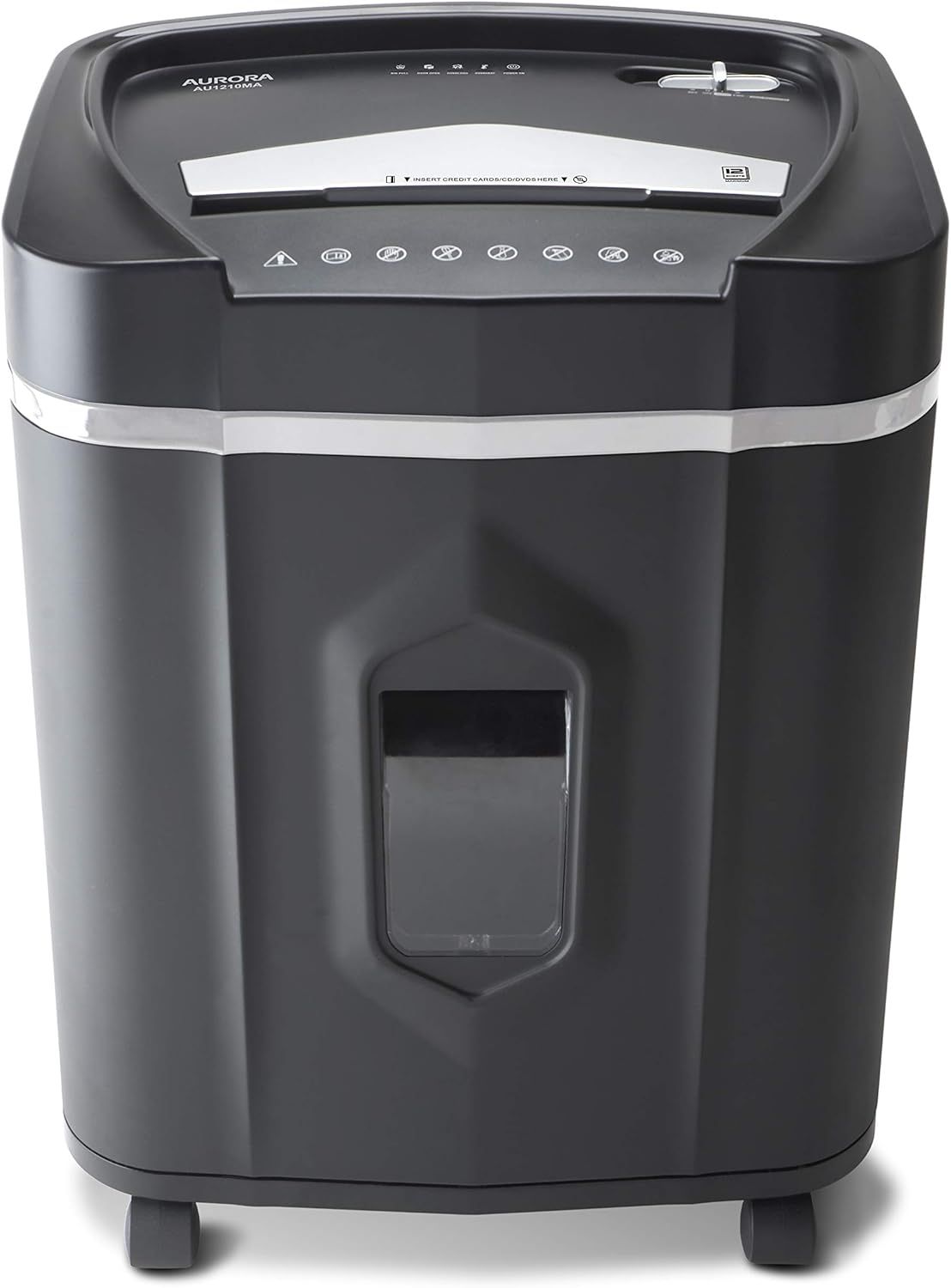Provides a clean, catalog-style product image showing the Aurora paper shredder from the front to help shoppers understand the product's appearance and design.