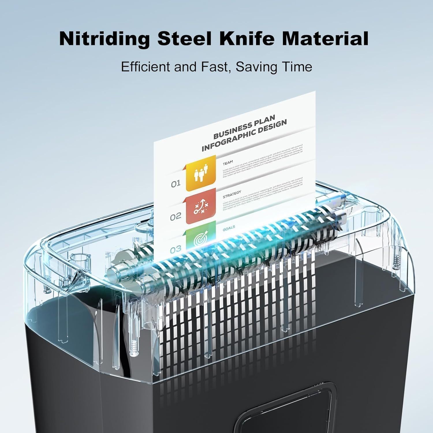 This image reveals the internal structure and components of the product, highlighting the nitriding steel knife material and mechanical design to communicate quality, engineering sophistication, and…