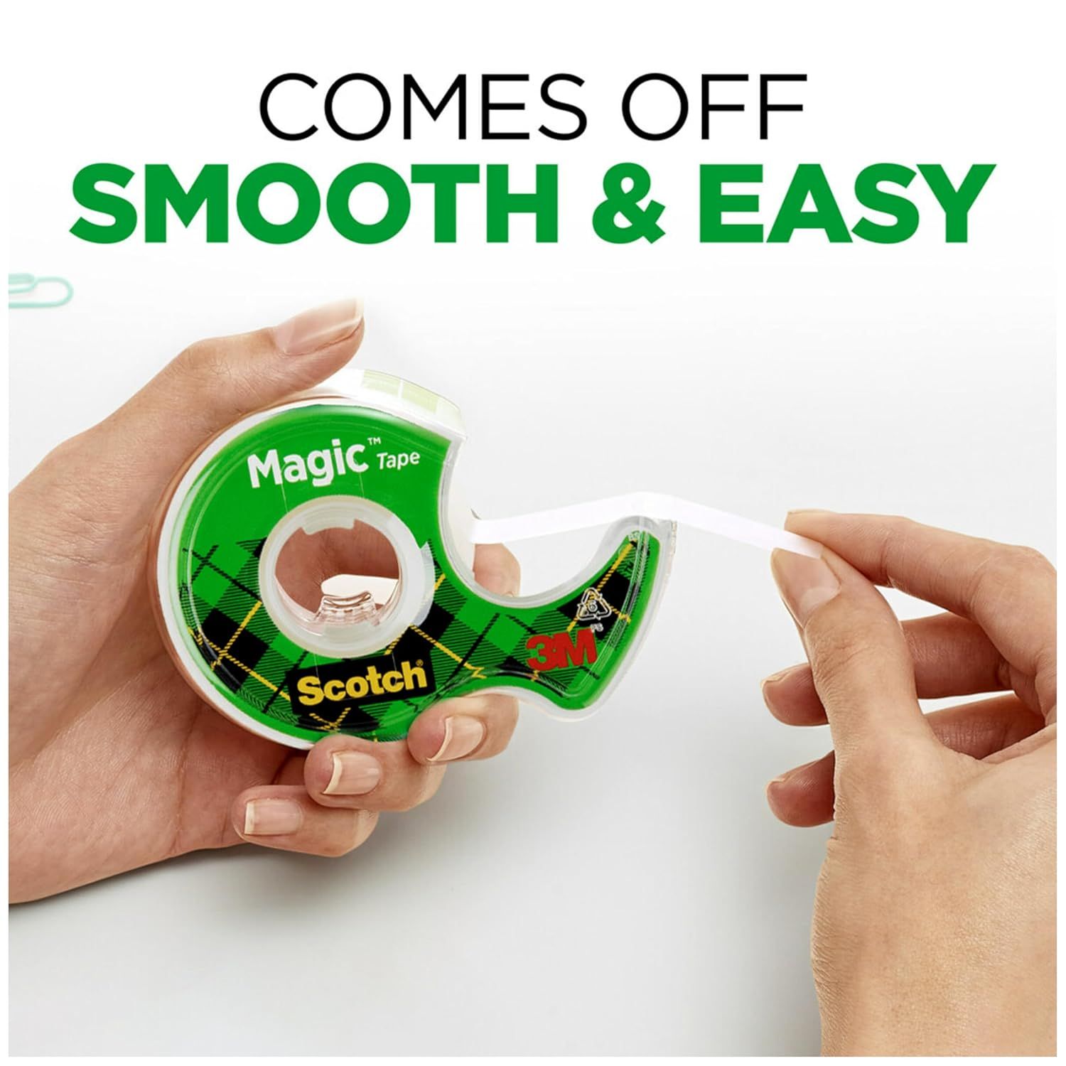 Demonstrates that the tape dispenses smoothly and easily without tearing or sticking, reassuring shoppers of hassle-free use.