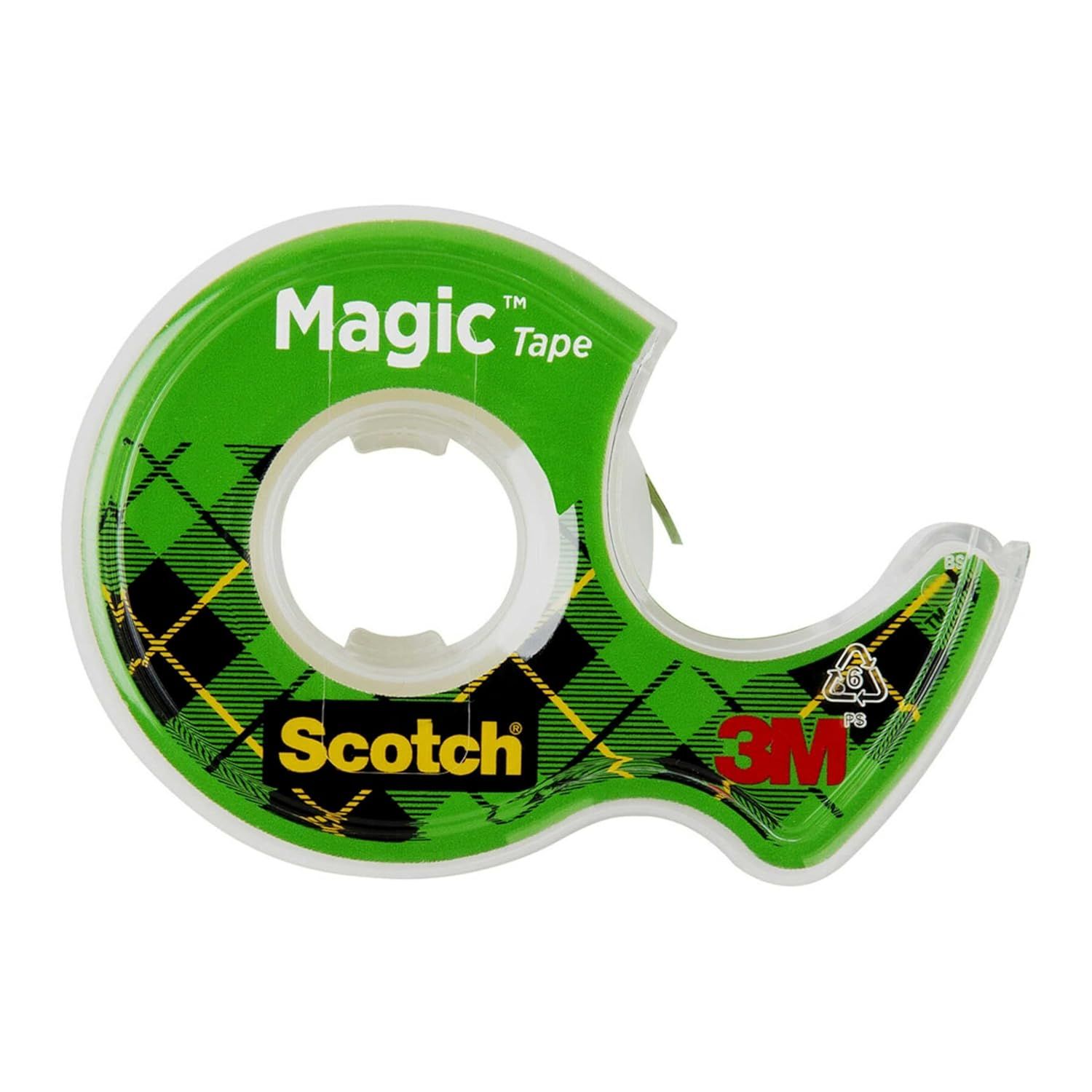 Provides a clean, catalog-style view of the Scotch Magic Tape dispenser to show the product clearly without distractions.