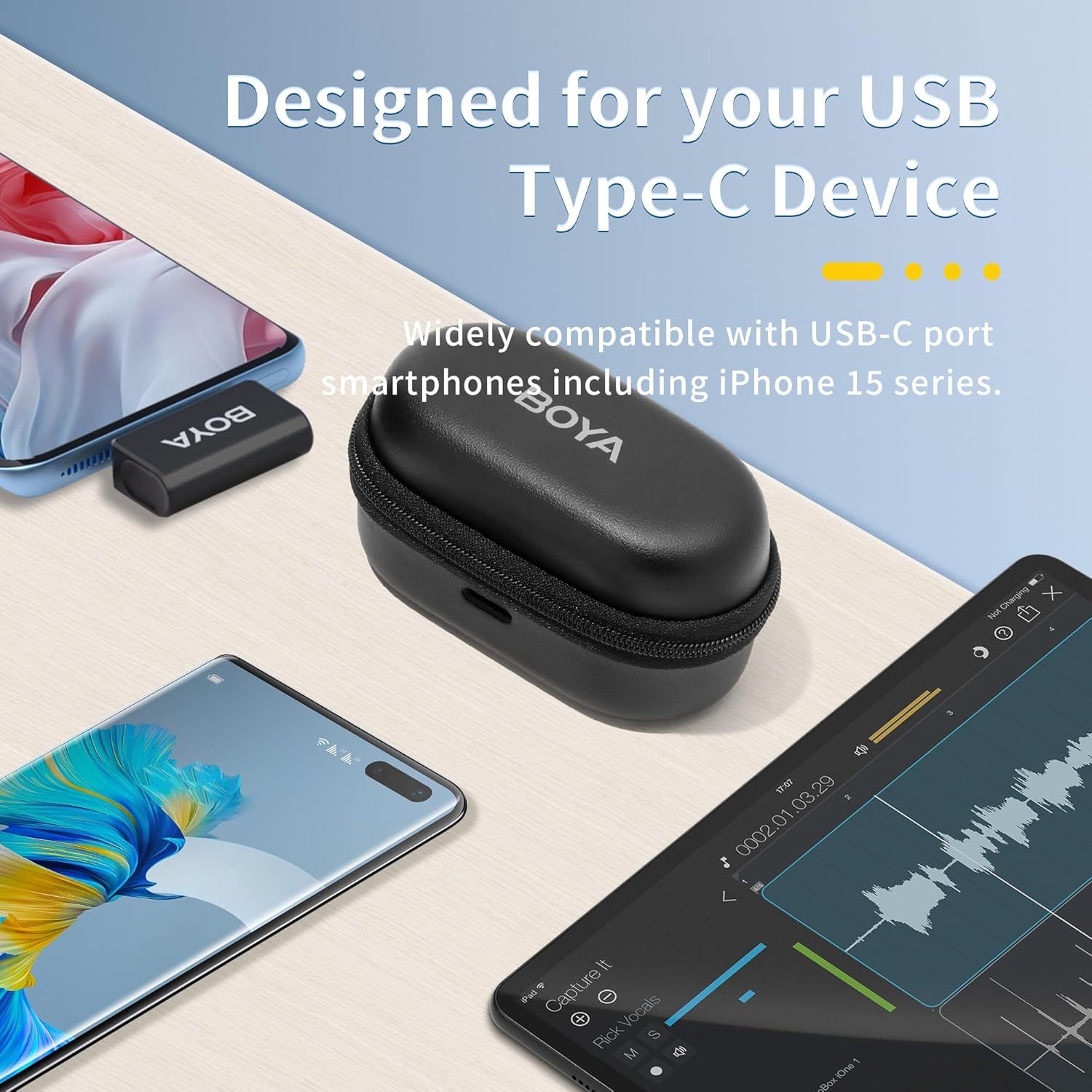 Communicates that the product is designed for USB Type-C devices and is widely compatible with USB-C port smartphones including iPhone 15 series, reassuring shoppers about device compatibility.…