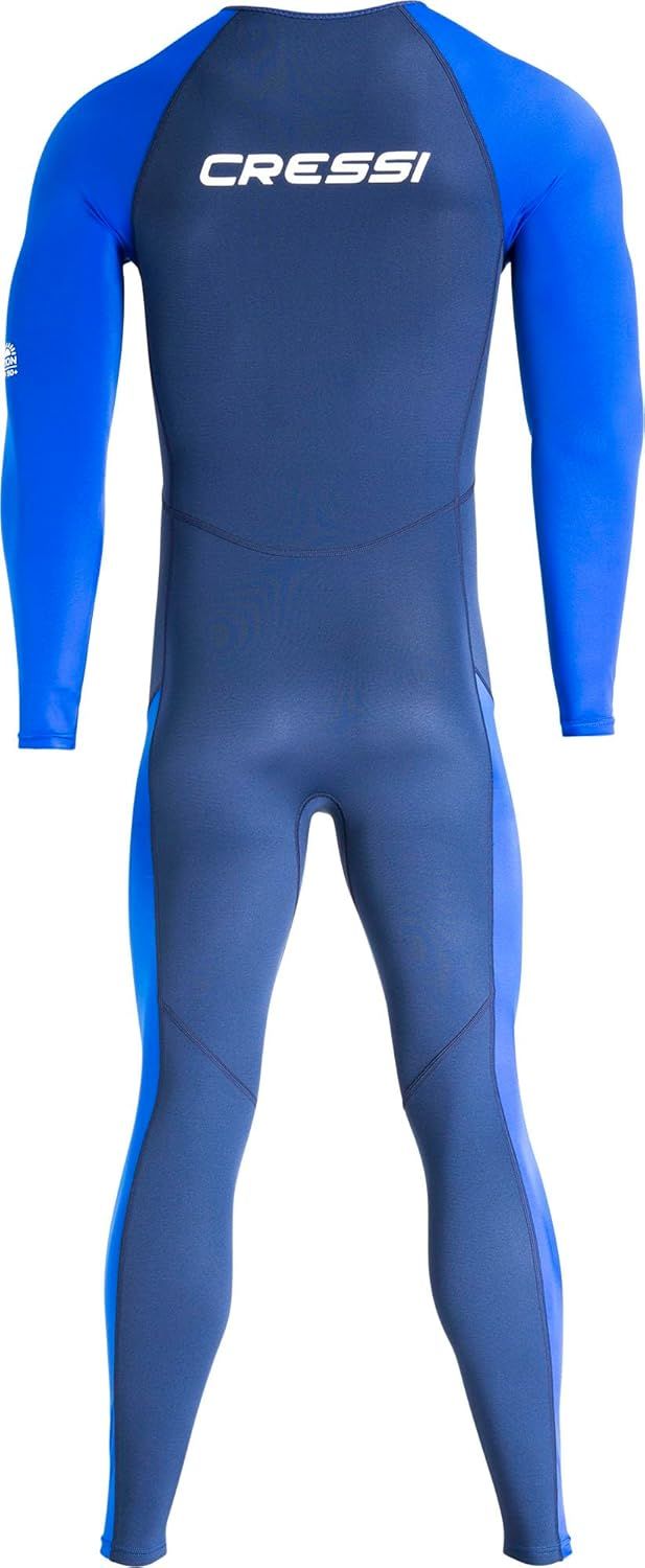 Provides a clean, catalog-style view of the full wetsuit on a white background, allowing shoppers to see the product's color, design, and overall appearance without distractions.