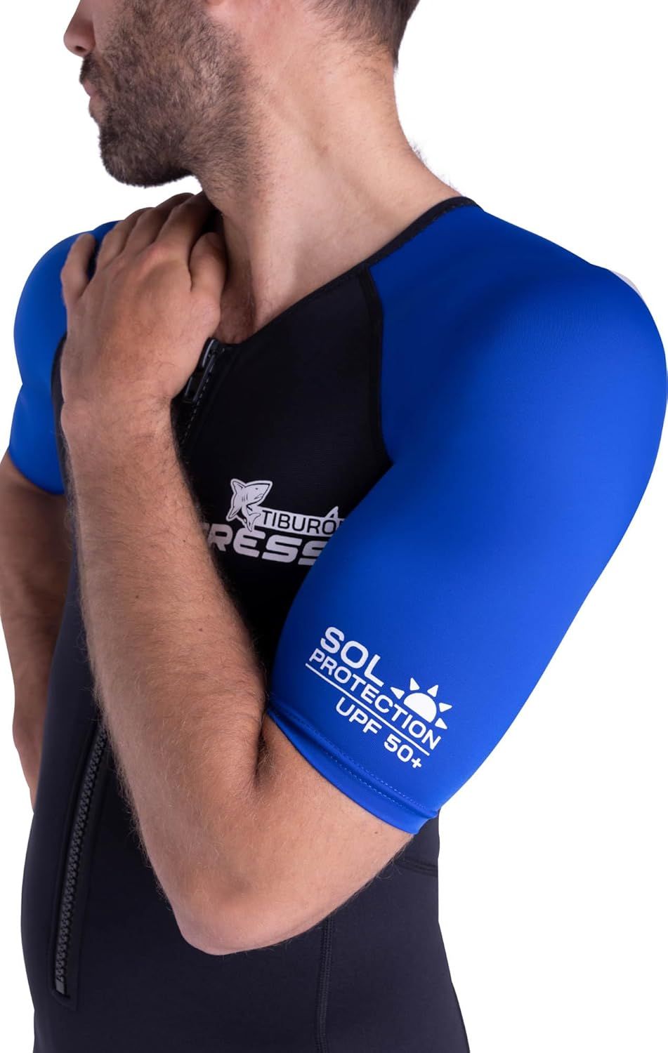 Communicates that the wetsuit provides UPF 50+ sun protection, reassuring shoppers that they will be protected from harmful UV rays during water activities.