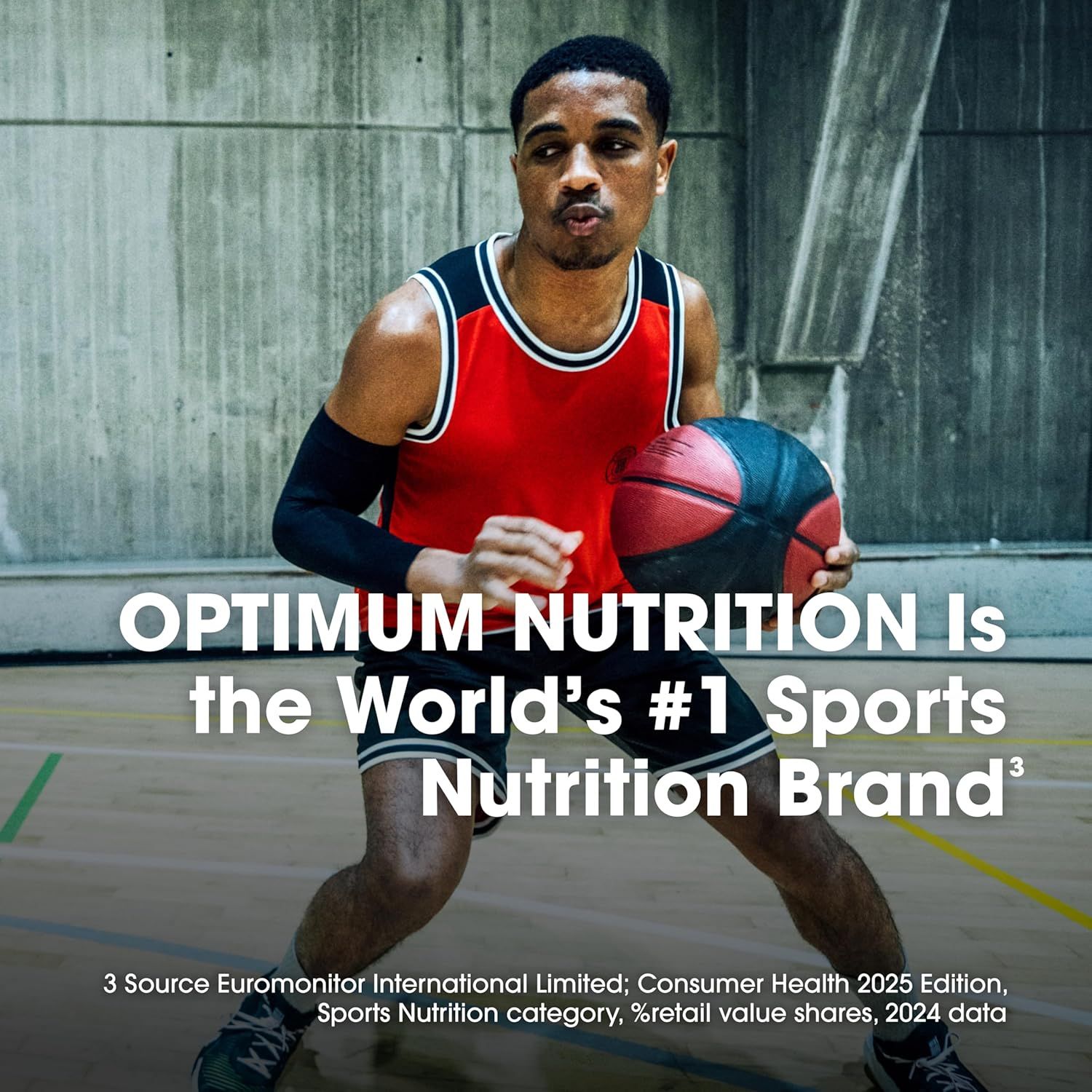 Communicates that Optimum Nutrition is the world's #1 sports nutrition brand, building trust and credibility through market leadership positioning.