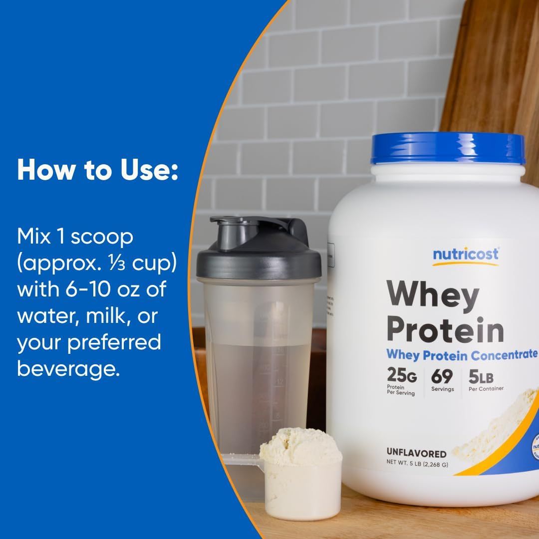 Provides clear step-by-step instructions on how to prepare the whey protein shake, showing the exact measurements and mixing process to help shoppers understand ease of use. Communicates the…