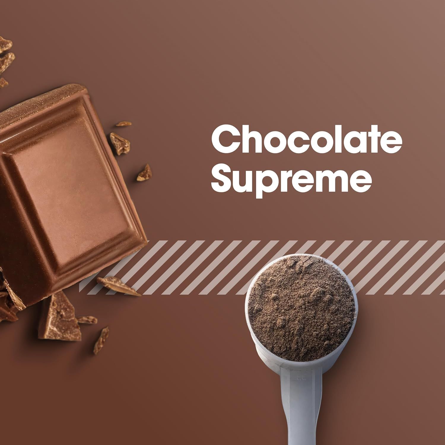 Showcases the Chocolate Supreme flavor or product variant to help shoppers identify this specific option within the brand's product line.