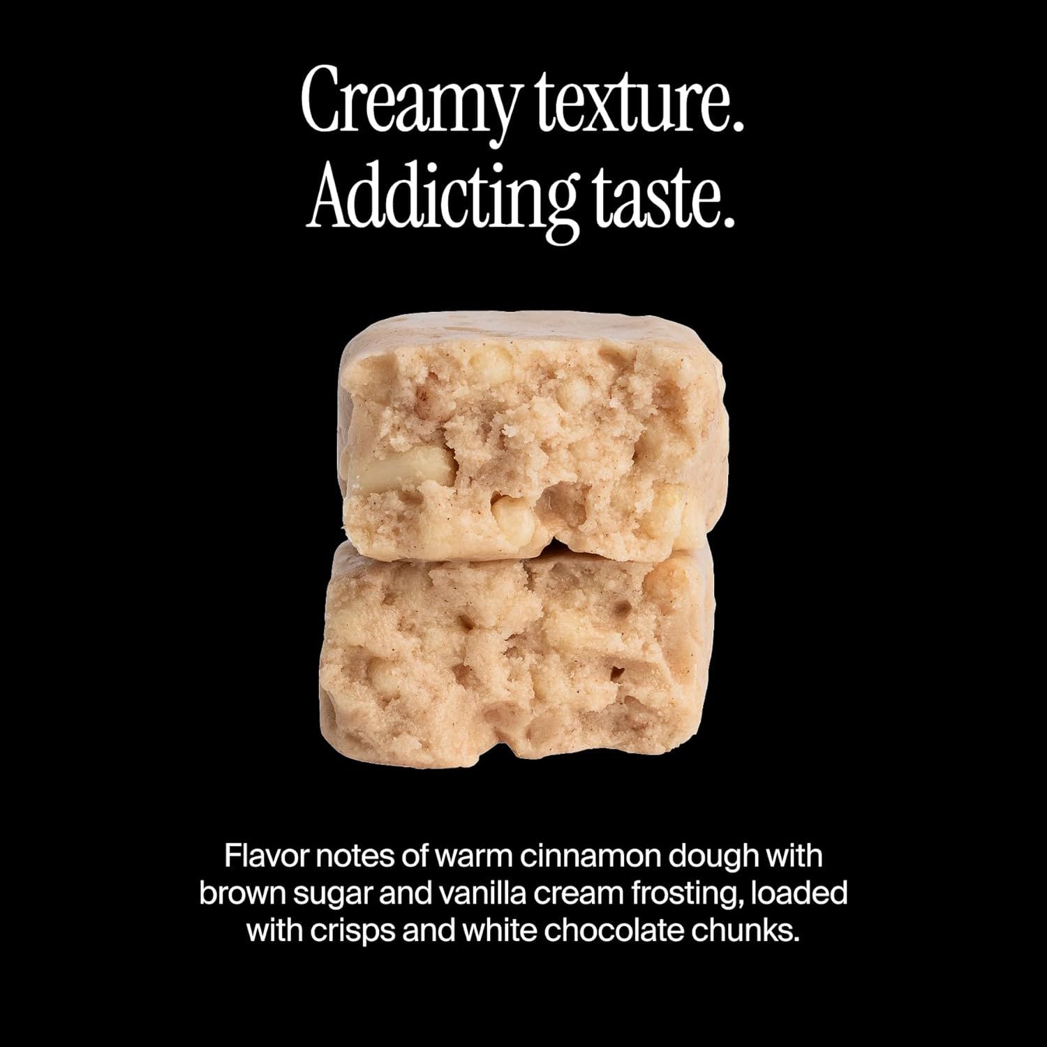 Highlights the product's creamy texture and addicting taste to entice shoppers with sensory appeal and flavor profile.