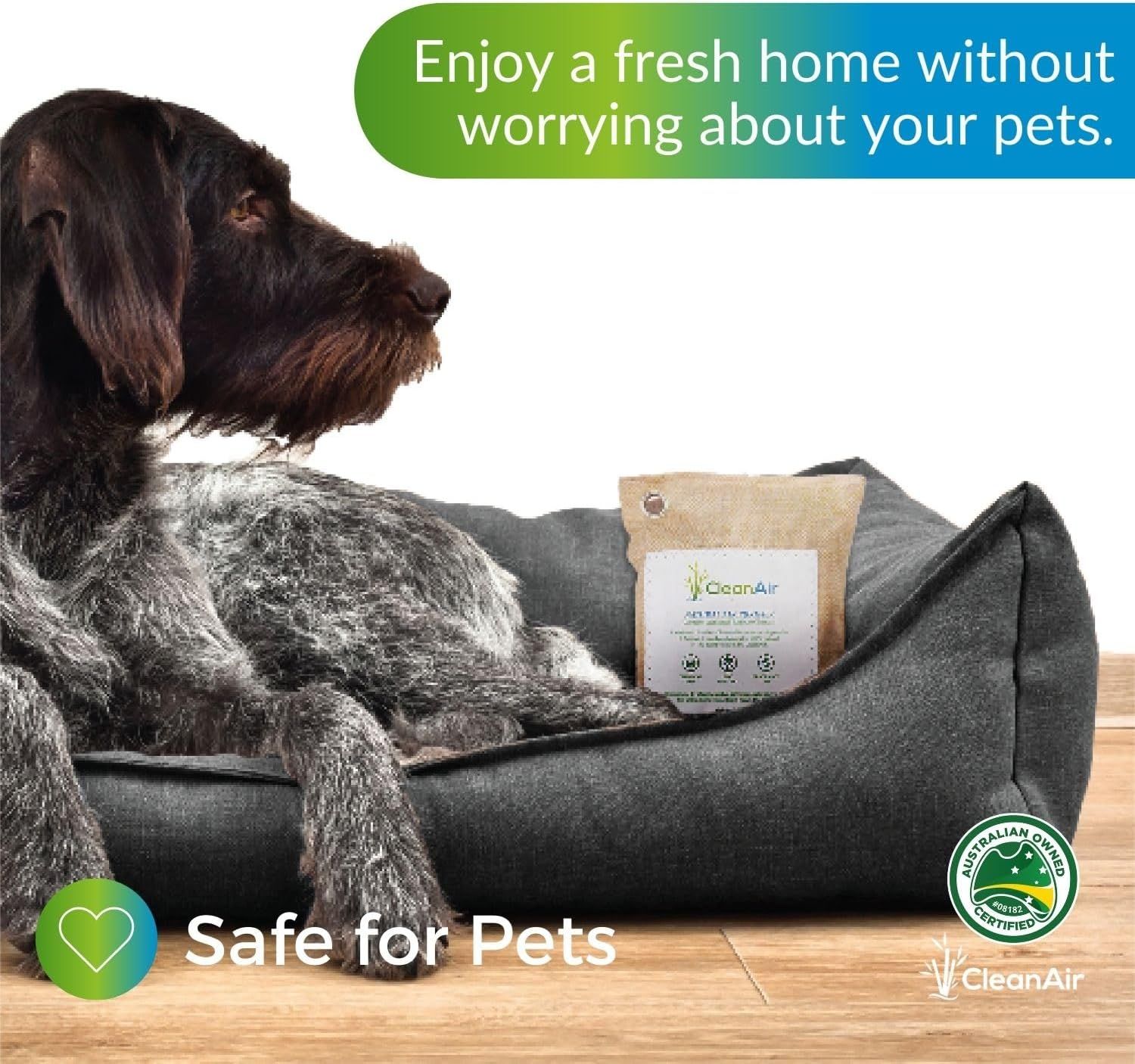 Reassures pet owners that the product is safe to use around their pets while maintaining a fresh home environment. Communicates the core benefit that customers can enjoy a fresh, clean home without…