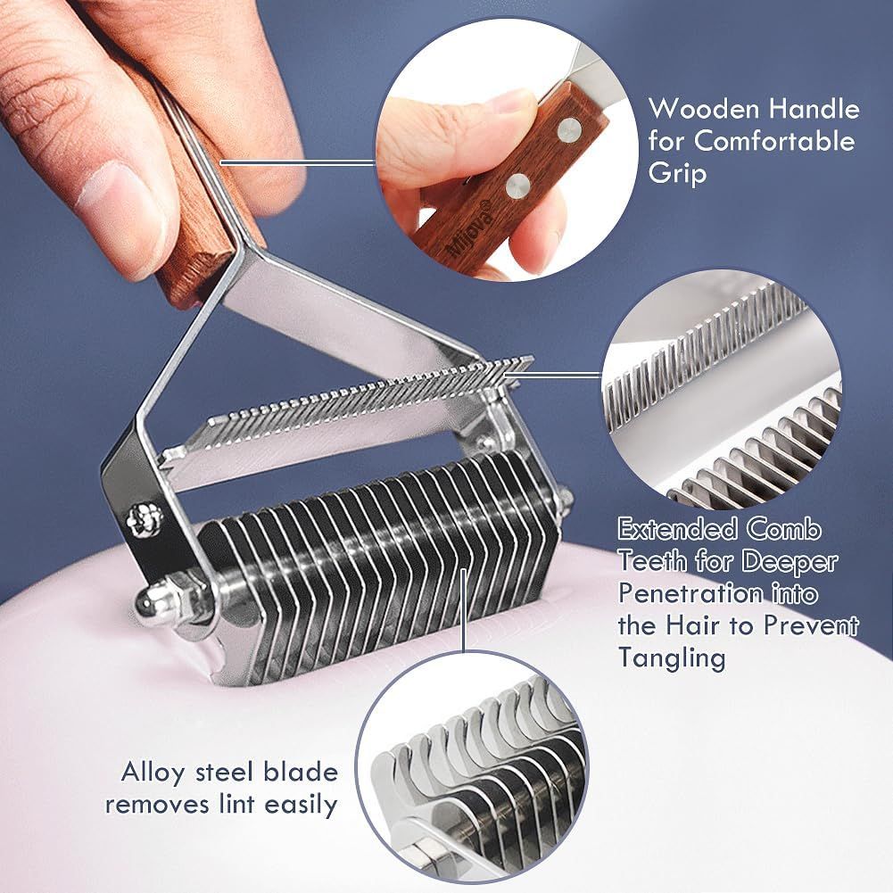 Breaks down the physical components of the lint remover tool to show shoppers what each part does and how the product is constructed for effective lint removal.