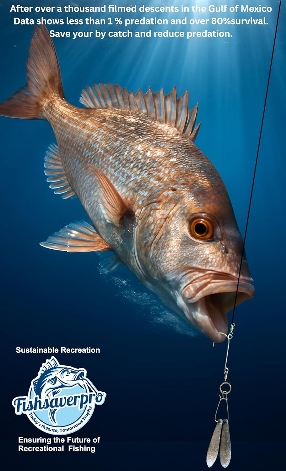 Communicates quantifiable performance data to reassure anglers that the product (fishing device) results in high fish survival rates and minimal predation, supporting sustainable catch-and-release…