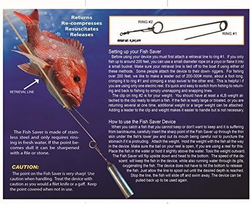 Provides detailed step-by-step instructions on how to set up and use the Fish Saver device, including attachment, deployment, and retrieval procedures to help customers understand proper usage.