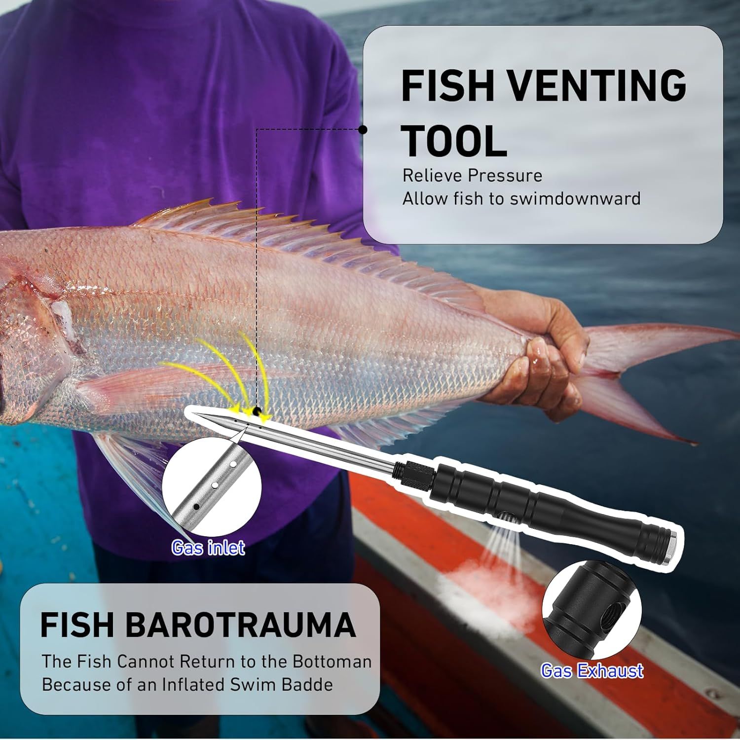 Explains the physical components of the fish venting tool and demonstrates how it works to relieve pressure in fish, helping anglers understand the tool's structure and function. Demonstrates how to…