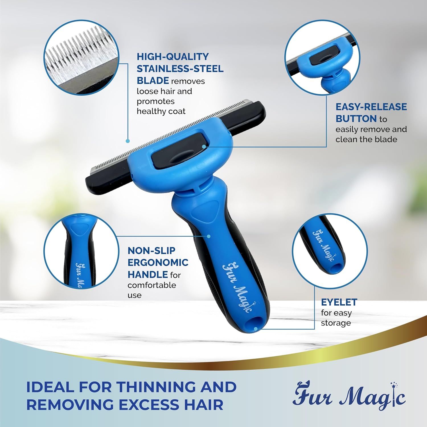 Breaks down the physical components and features of the pet grooming tool to help shoppers understand the product's construction and functional parts. Highlights multiple distinct benefits across…