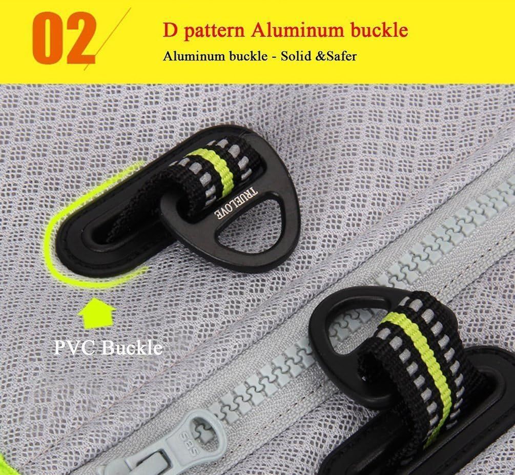 Highlights the aluminum buckle component and compares it to a PVC buckle to emphasize the solid and safer construction of the product. Communicates the safety and durability benefit of using an…