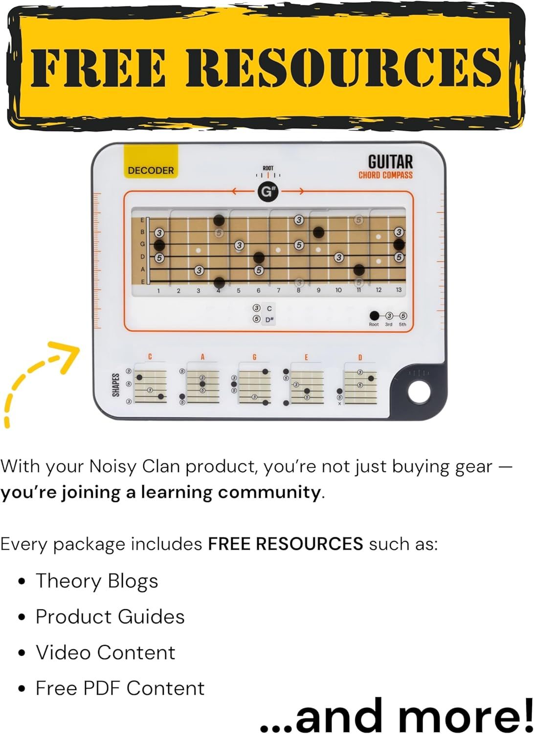 Reinforces the brand promise that purchasing includes joining a learning community with free educational resources and support materials.