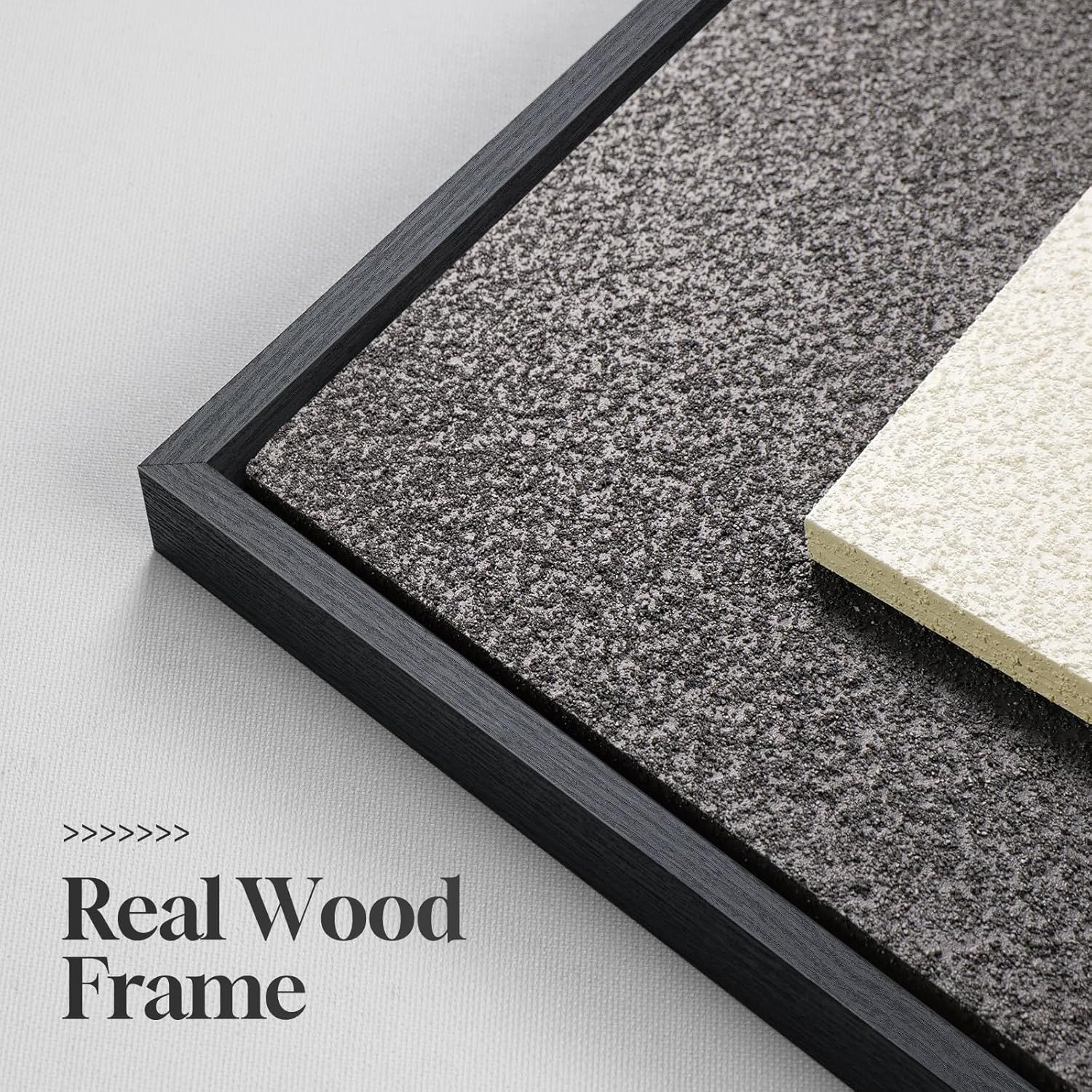 Highlights the premium real wood frame construction with a close-up detail shot and text callout to reassure shoppers of quality materials and craftsmanship.