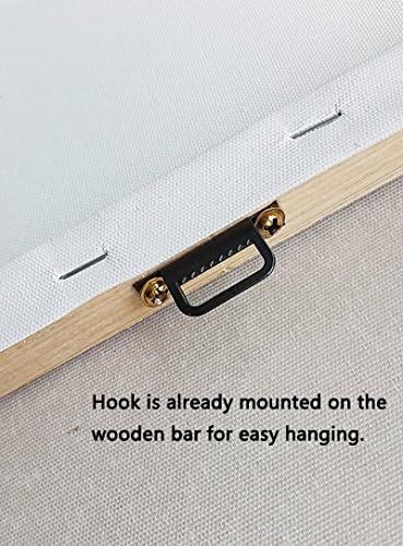 Highlights the convenience feature that the hook is already mounted on the wooden bar for easy hanging, reassuring shoppers about simple installation.