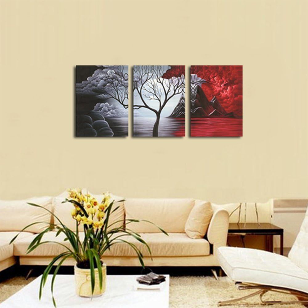Demonstrates the wall art in a modern living room setting with neutral decor to help shoppers envision the product in their own home.