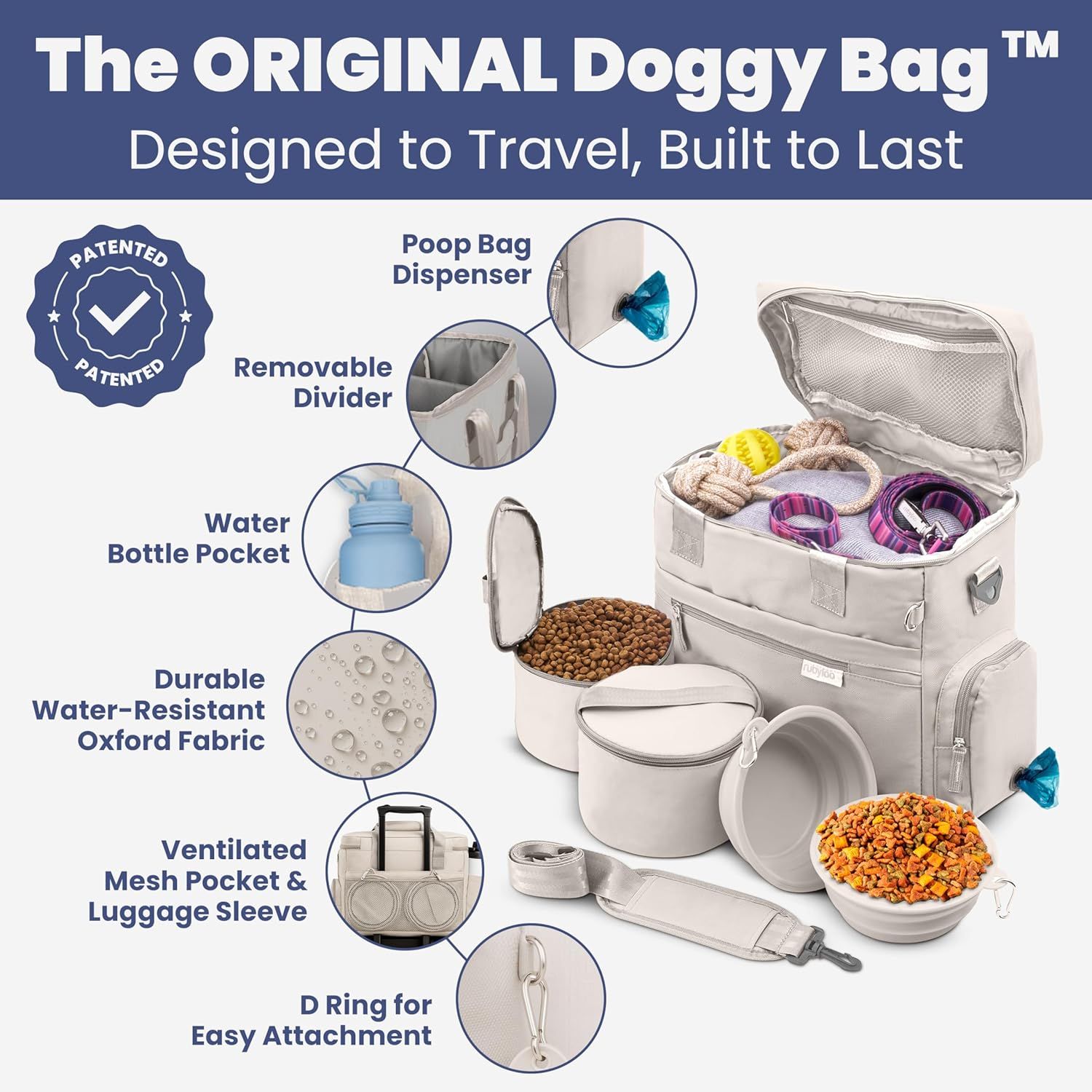 Breaks down the physical components and features of the dog travel bag to help shoppers understand its construction and built-in functionality. Highlights multiple distinct benefits and features in…