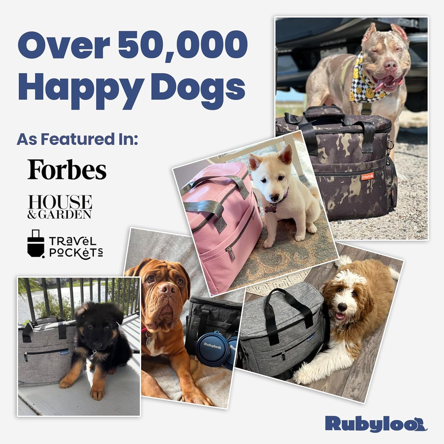 Builds credibility and trust by showcasing endorsements from recognized media outlets like Forbes, House & Garden, and Travel Pockets. Provides social proof through authentic customer photos showing…