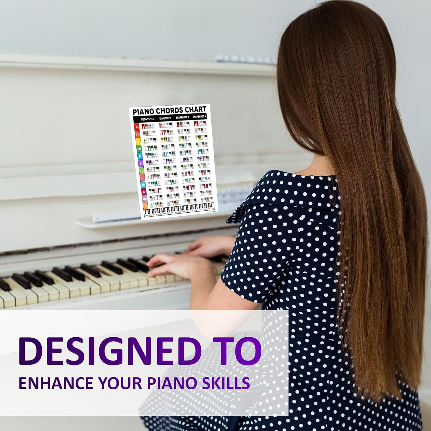 Demonstrates the product in use to show how it helps enhance piano skills, positioning it as an effective learning tool for piano students.