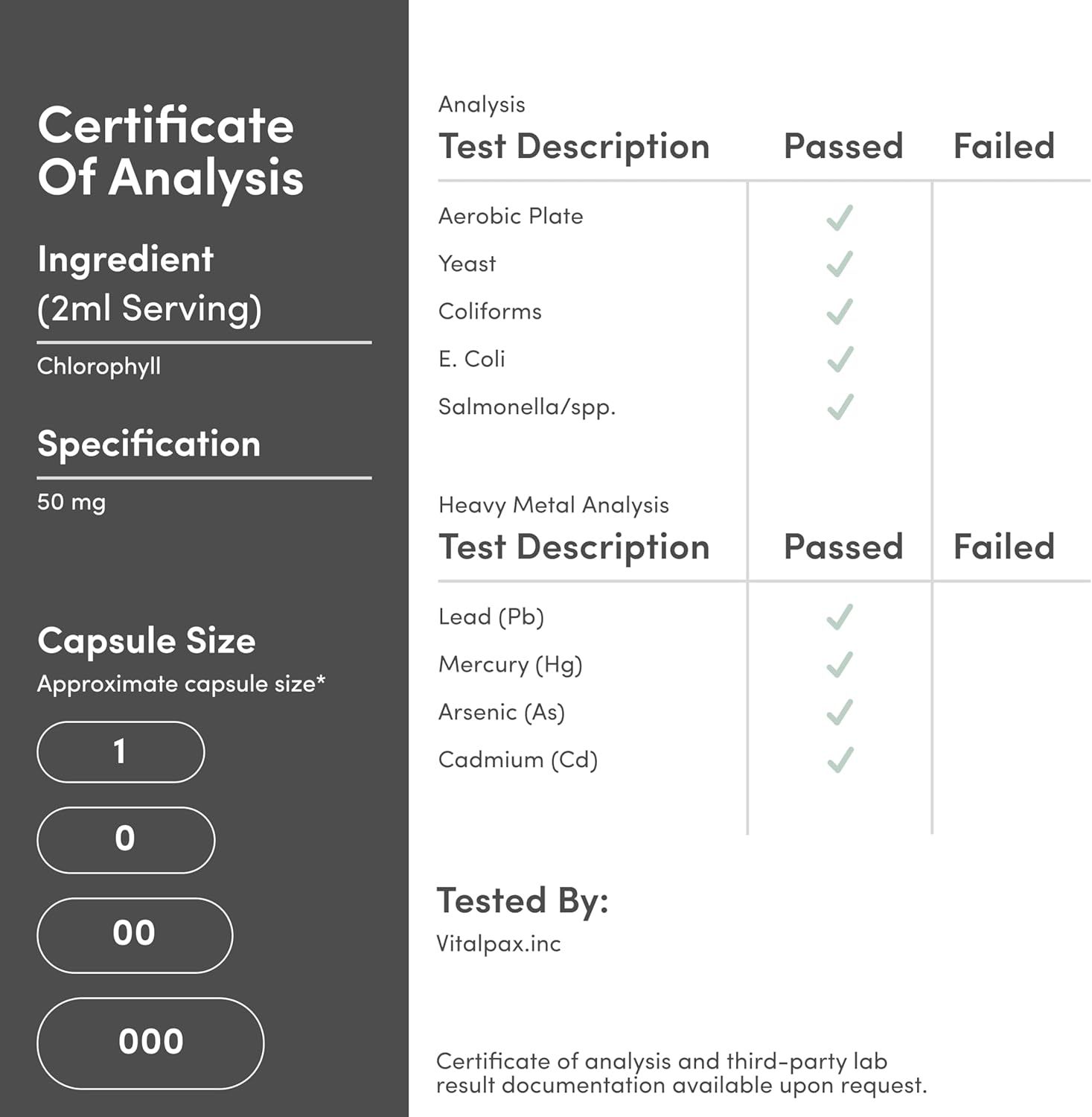 Provides transparency and trust by showing detailed third-party lab test results for purity and safety, including heavy metal and microbial analysis.
