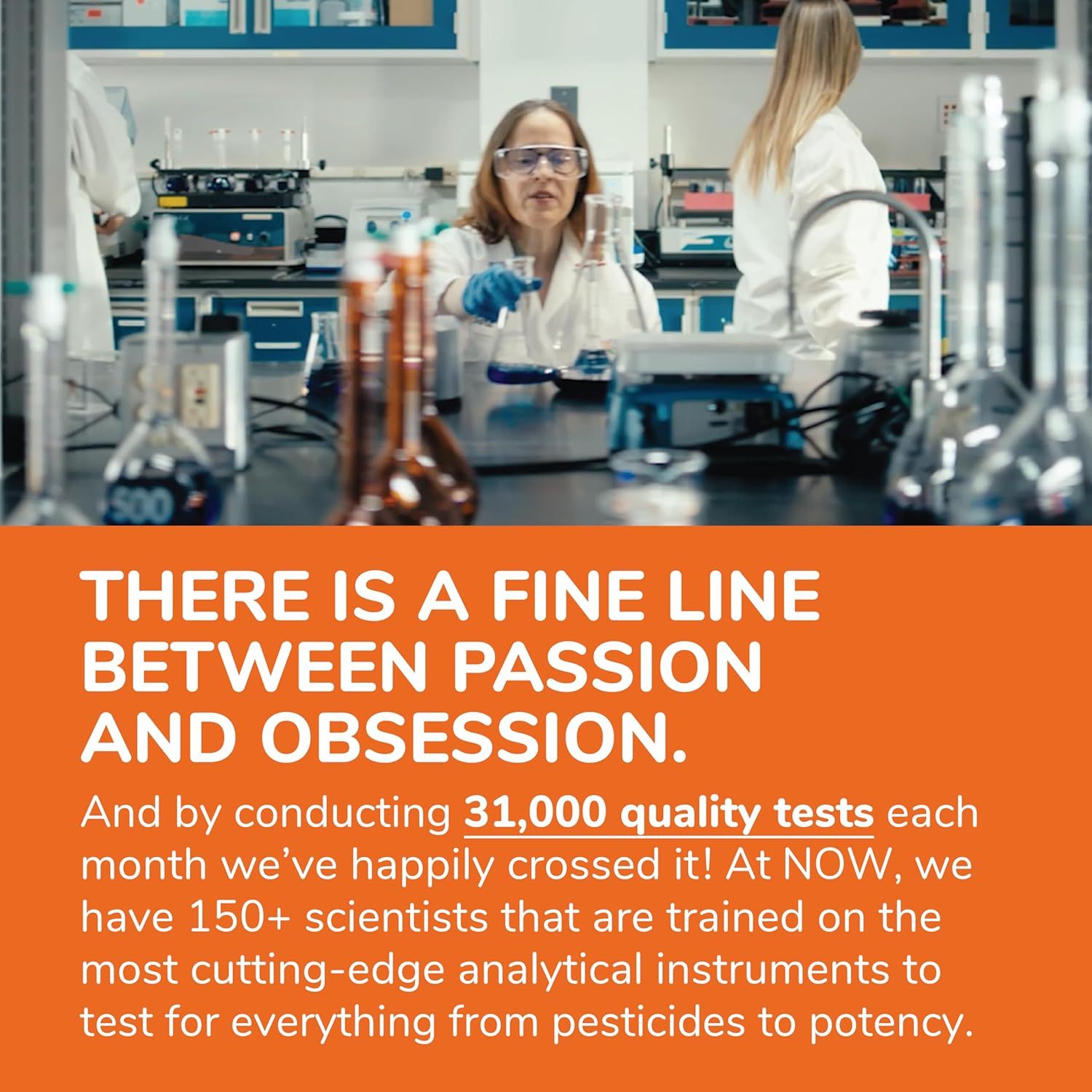 Highlights the brand's rigorous quality control process with quantifiable testing metrics to build trust and reassure shoppers of product safety and efficacy. Communicates the brand's commitment to…