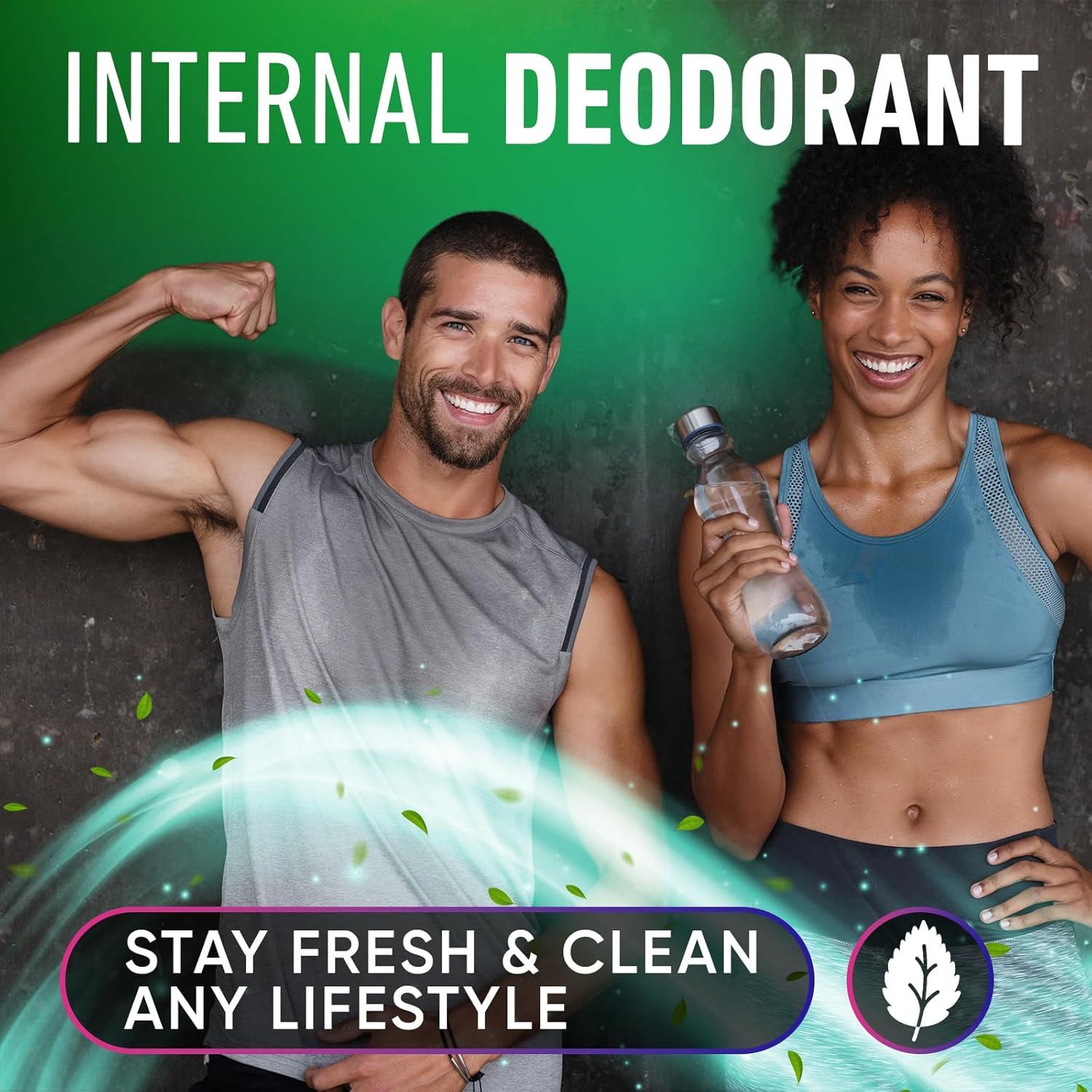 Highlights the product's ability to work as an internal deodorant, helping users stay fresh and clean from within regardless of lifestyle.