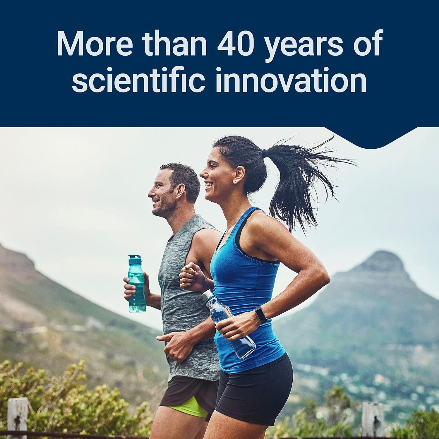 Establishes brand heritage and credibility by emphasizing over 40 years of scientific innovation and research-backed product development.