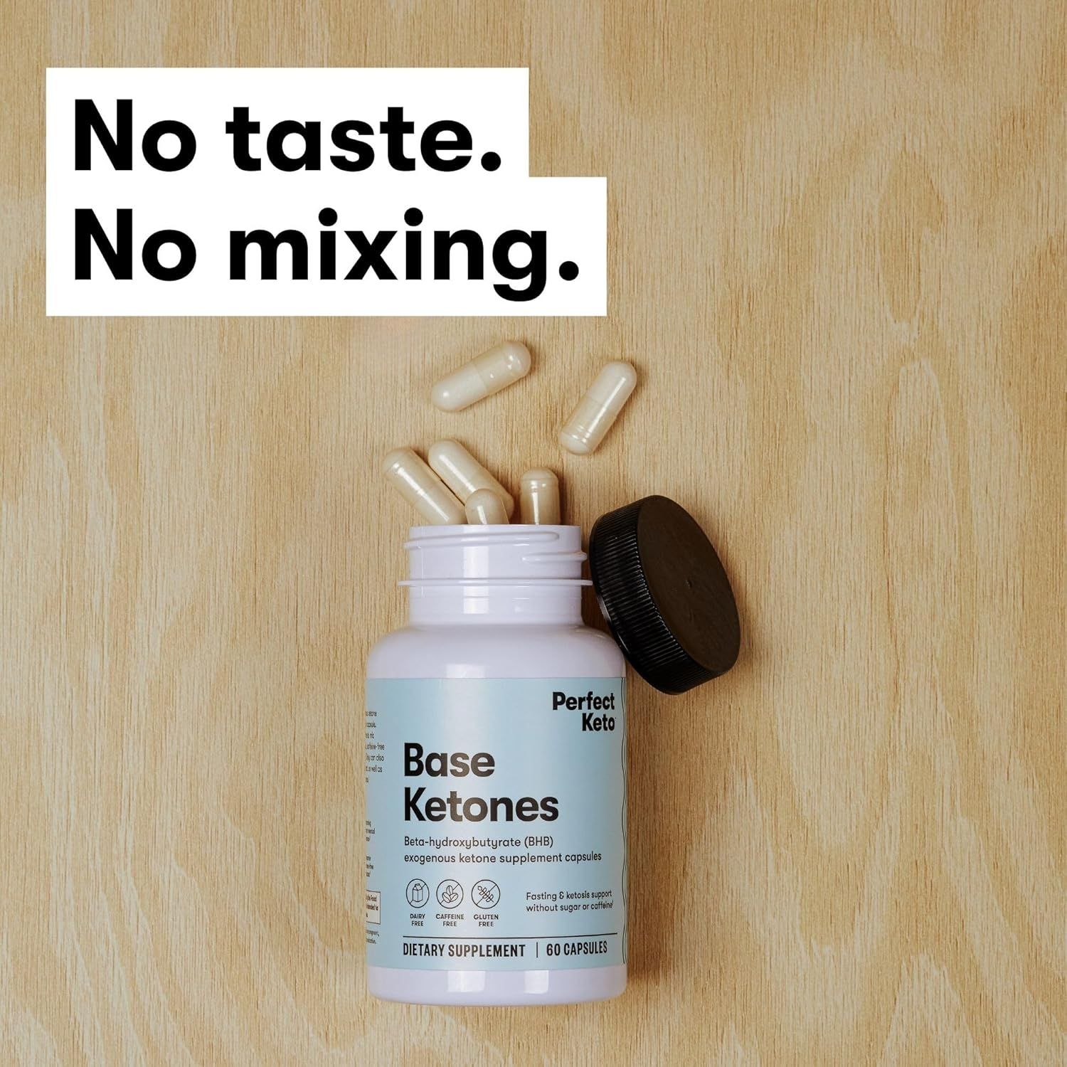 Emphasizes the convenience of capsule form with no unpleasant taste or mixing required, reassuring shoppers of hassle-free consumption.