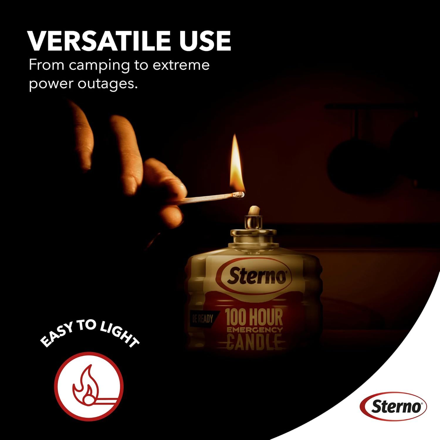 Demonstrates the product's versatility across multiple use cases, from camping to power outages, reassuring shoppers of its broad utility. Highlights the ease of lighting the candle, providing…