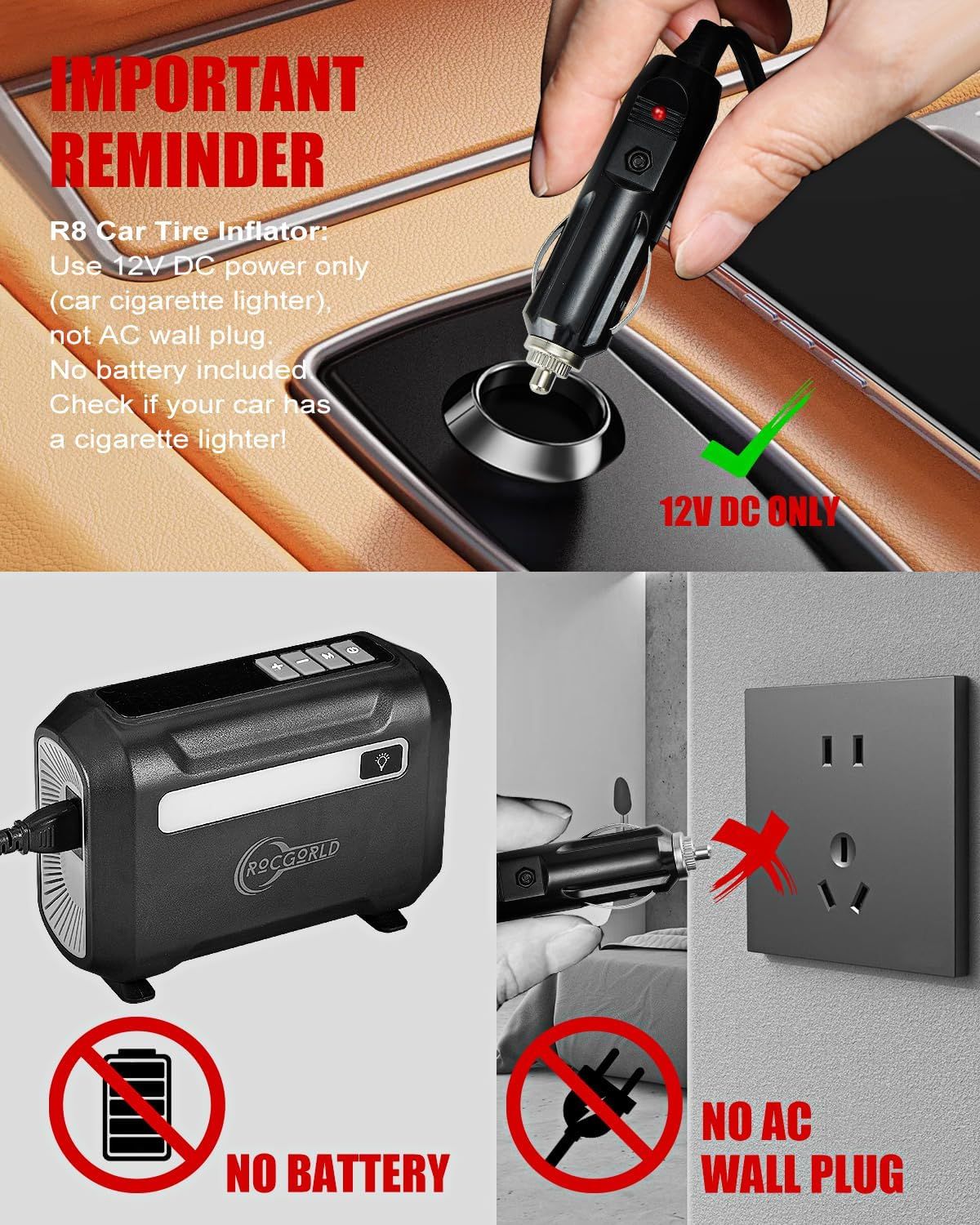 Communicates important safety information about proper usage, ensuring shoppers understand power requirements and limitations.