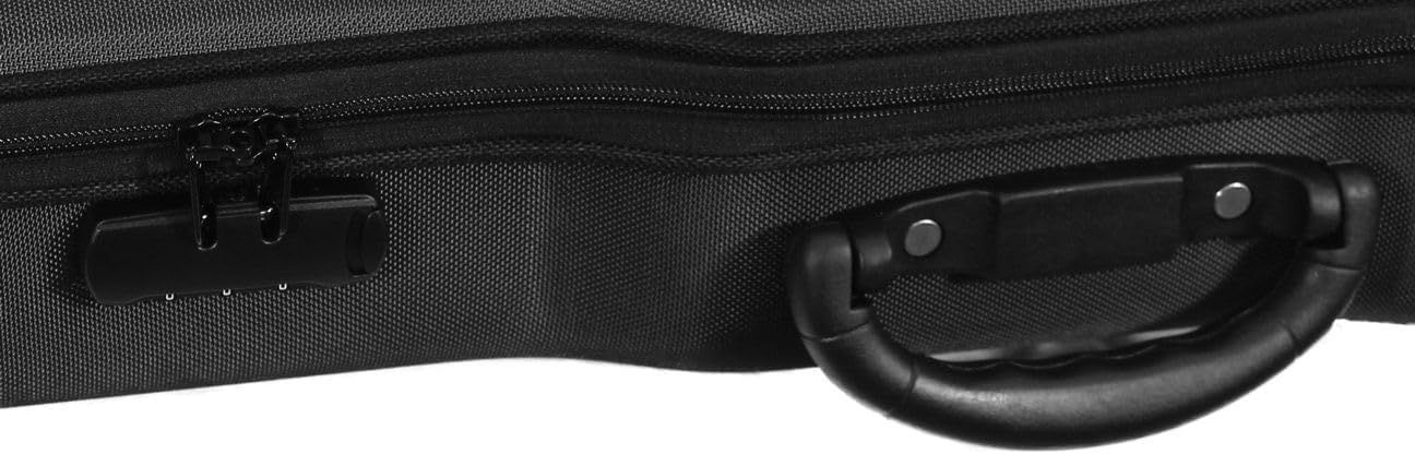 Highlights the physical construction details of the case handle and zipper mechanism to show build quality and functional components.